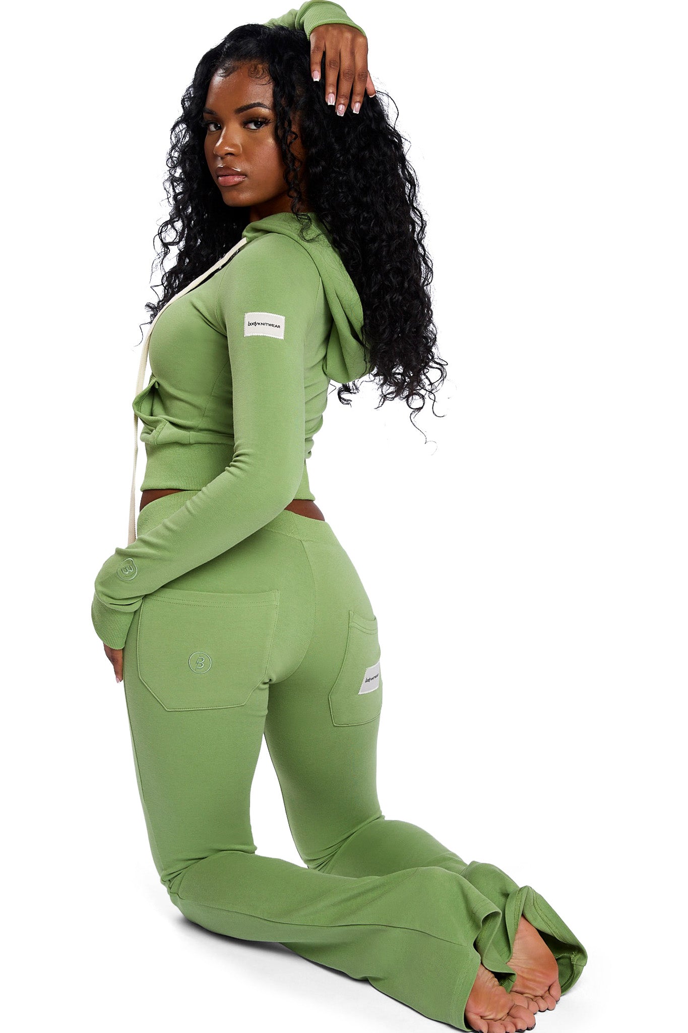 BODY KNITWEAR ZIP HOODIE (MATCHA GREEN) — Body by Raven Tracy