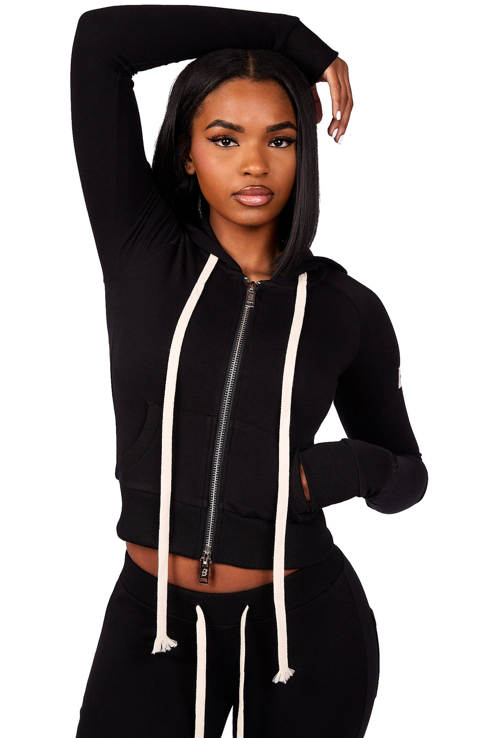 BODY KNITWEAR ZIP HOODIE (MIDNIGHT BLACK)