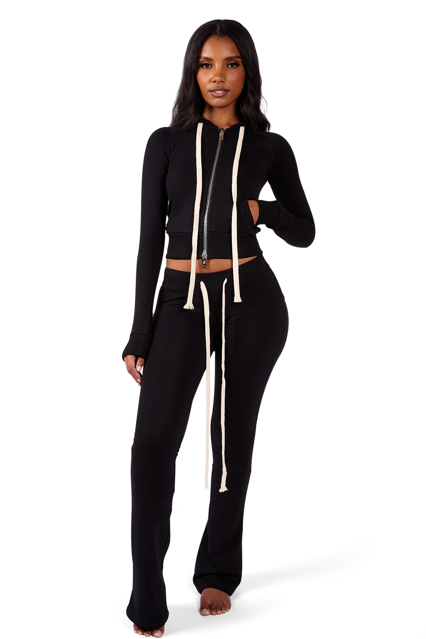 BODY KNITWEAR ZIP HOODIE (MIDNIGHT BLACK)