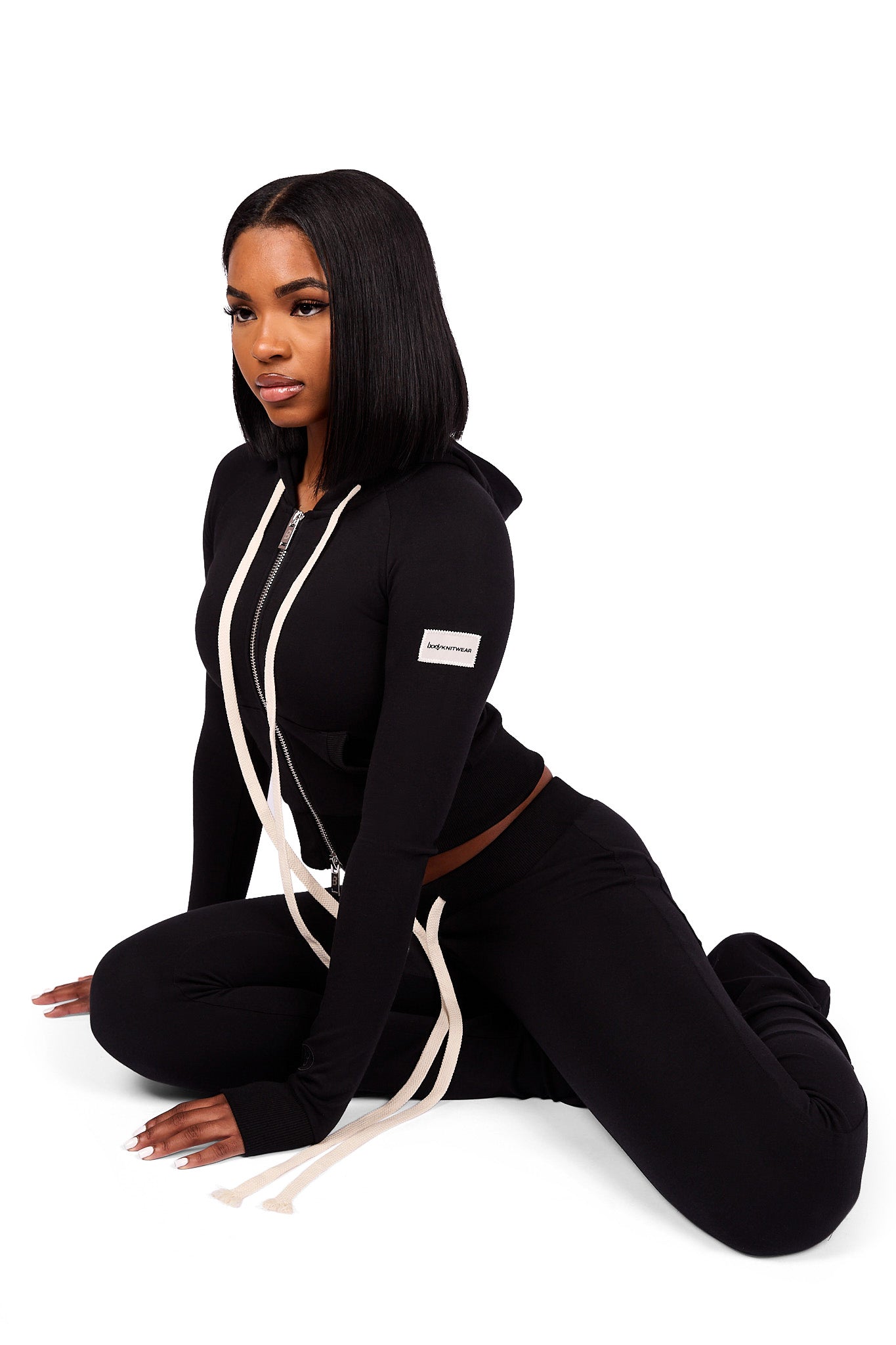 BODY KNITWEAR ZIP HOODIE (MIDNIGHT BLACK)