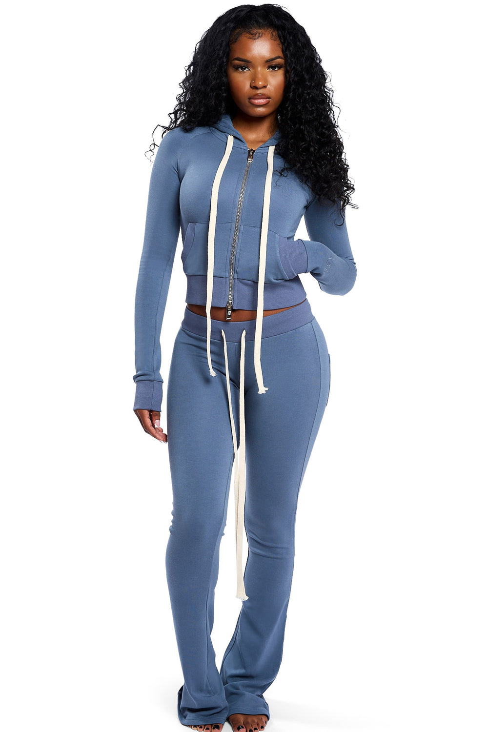 BODY KNITWEAR ZIP HOODIE (SHARK BLUE)