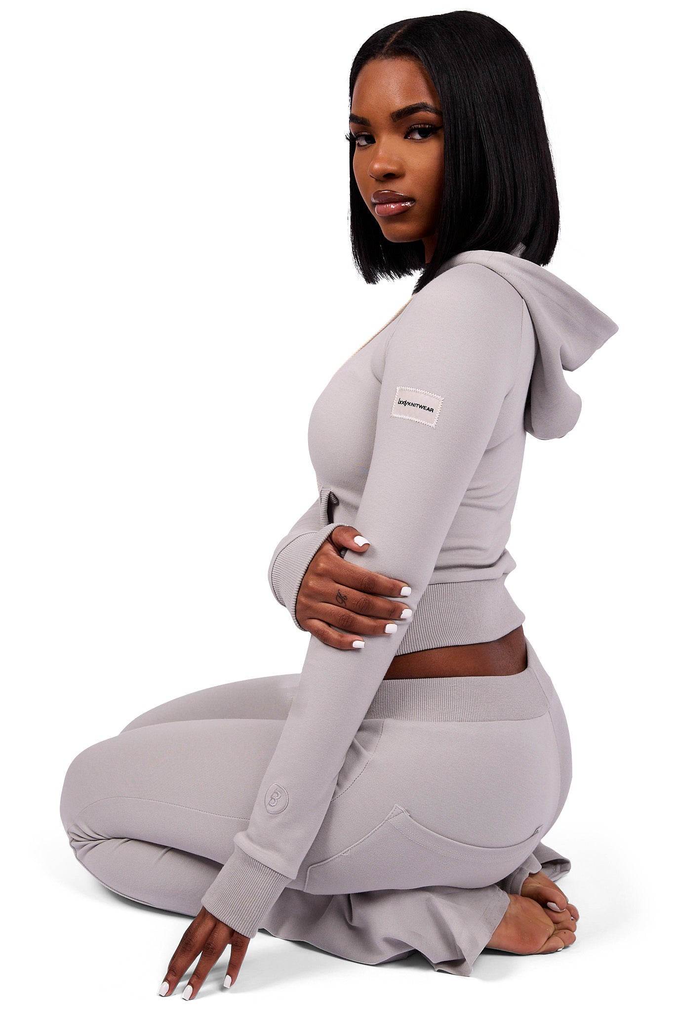 BODY KNITWEAR ZIP HOODIE (SLATE GREY)