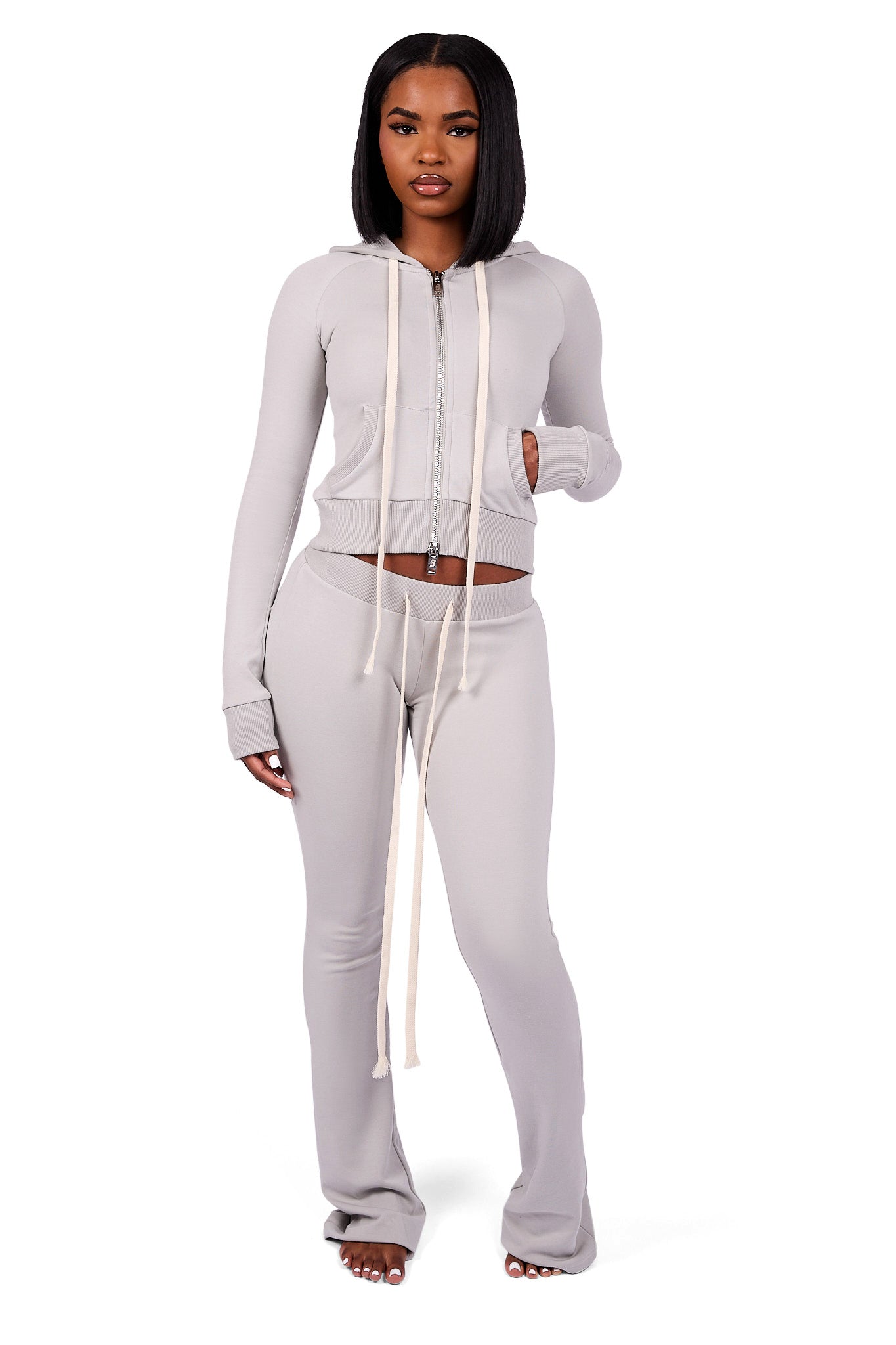 BODY KNITWEAR ZIP HOODIE (SLATE GREY)