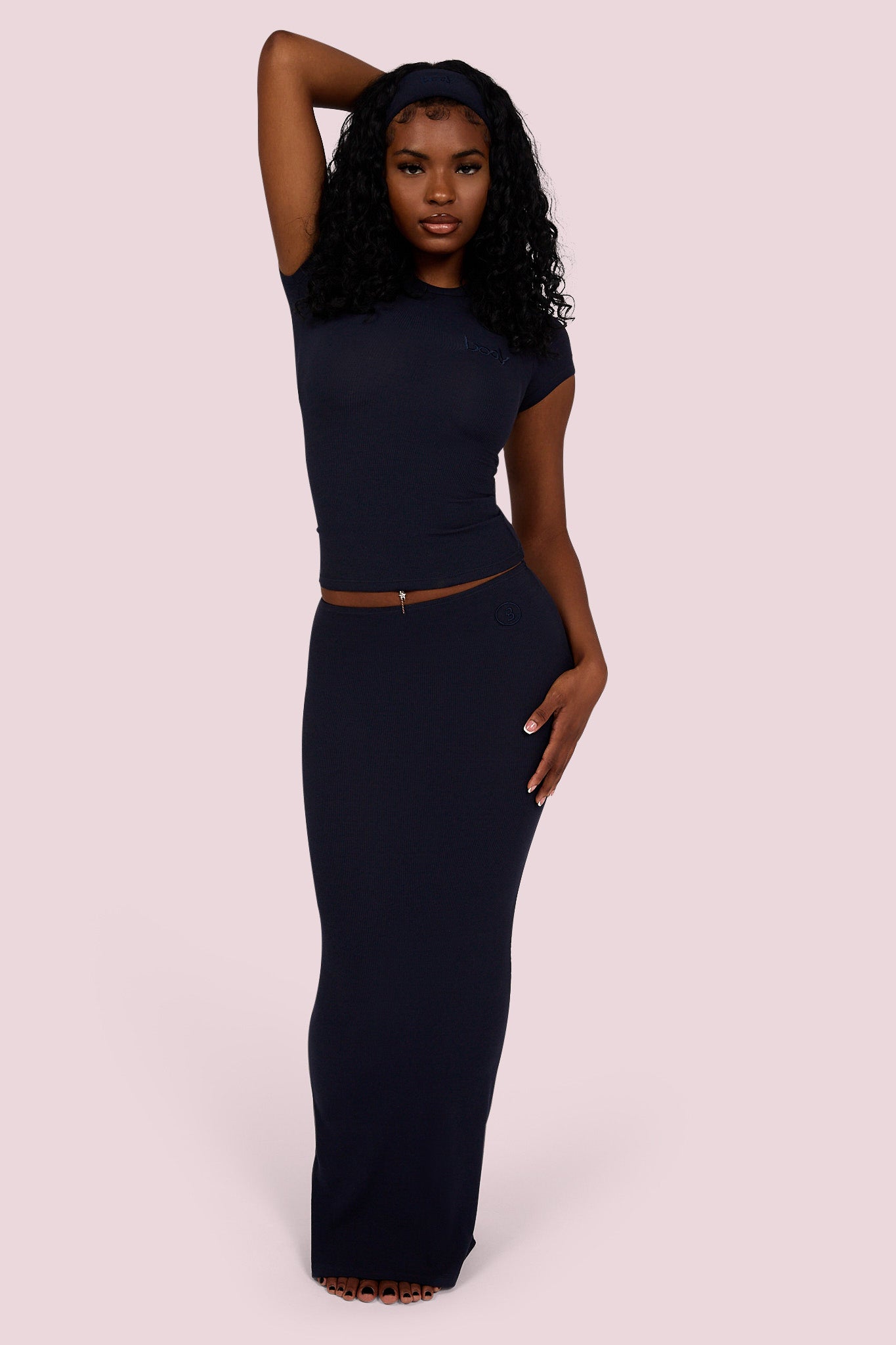 RIBBED MAXI SKIRT ESSENTIAL (SPACE BLUE)