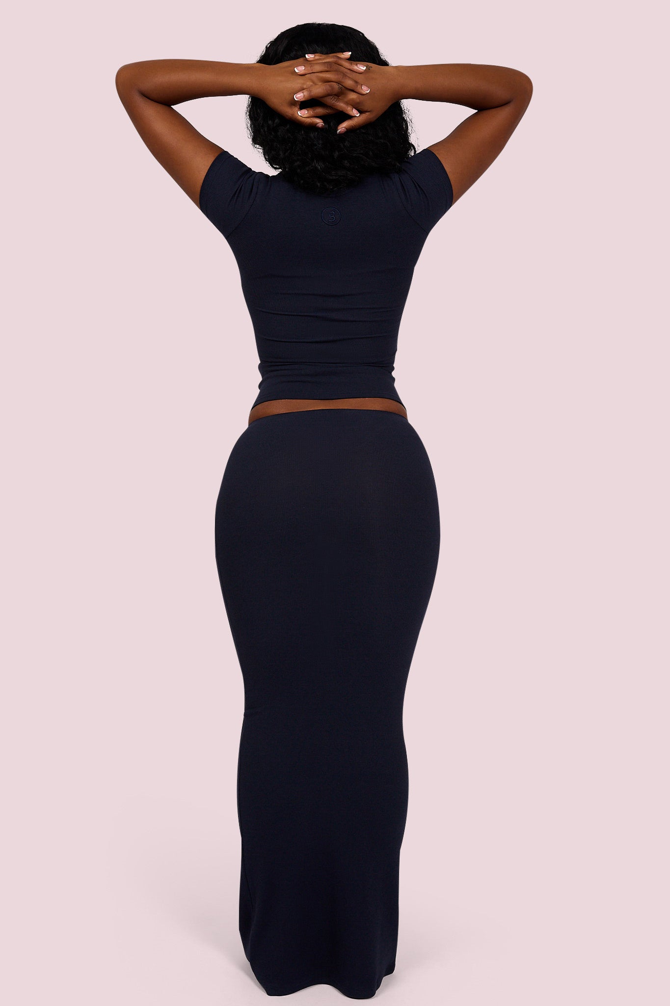 RIBBED MAXI SKIRT ESSENTIAL (SPACE BLUE)