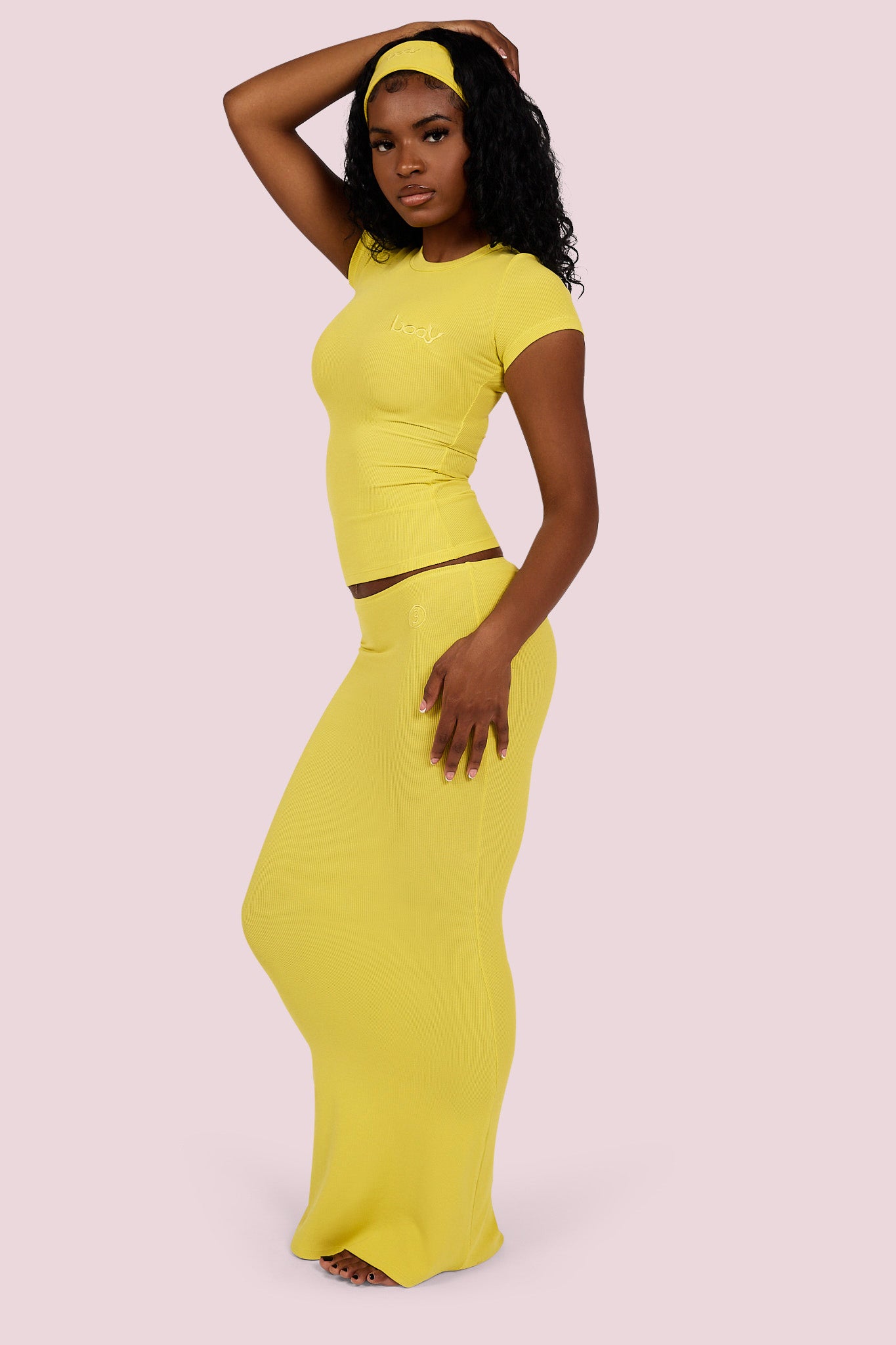 RIBBED MAXI SKIRT ESSENTIAL (LEMON YELLOW)