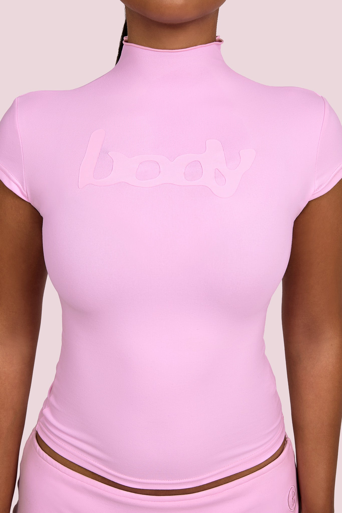 BODY MOCK NECK TOP (STRAWBERRY MILK)