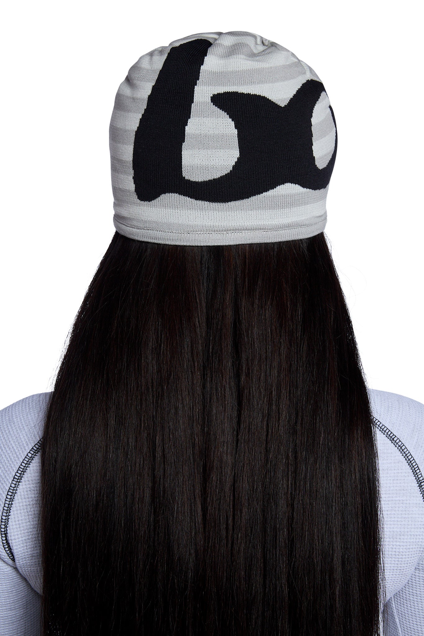 STRIPED KNIT BEANIE (HEATHER GREY/BLACK)