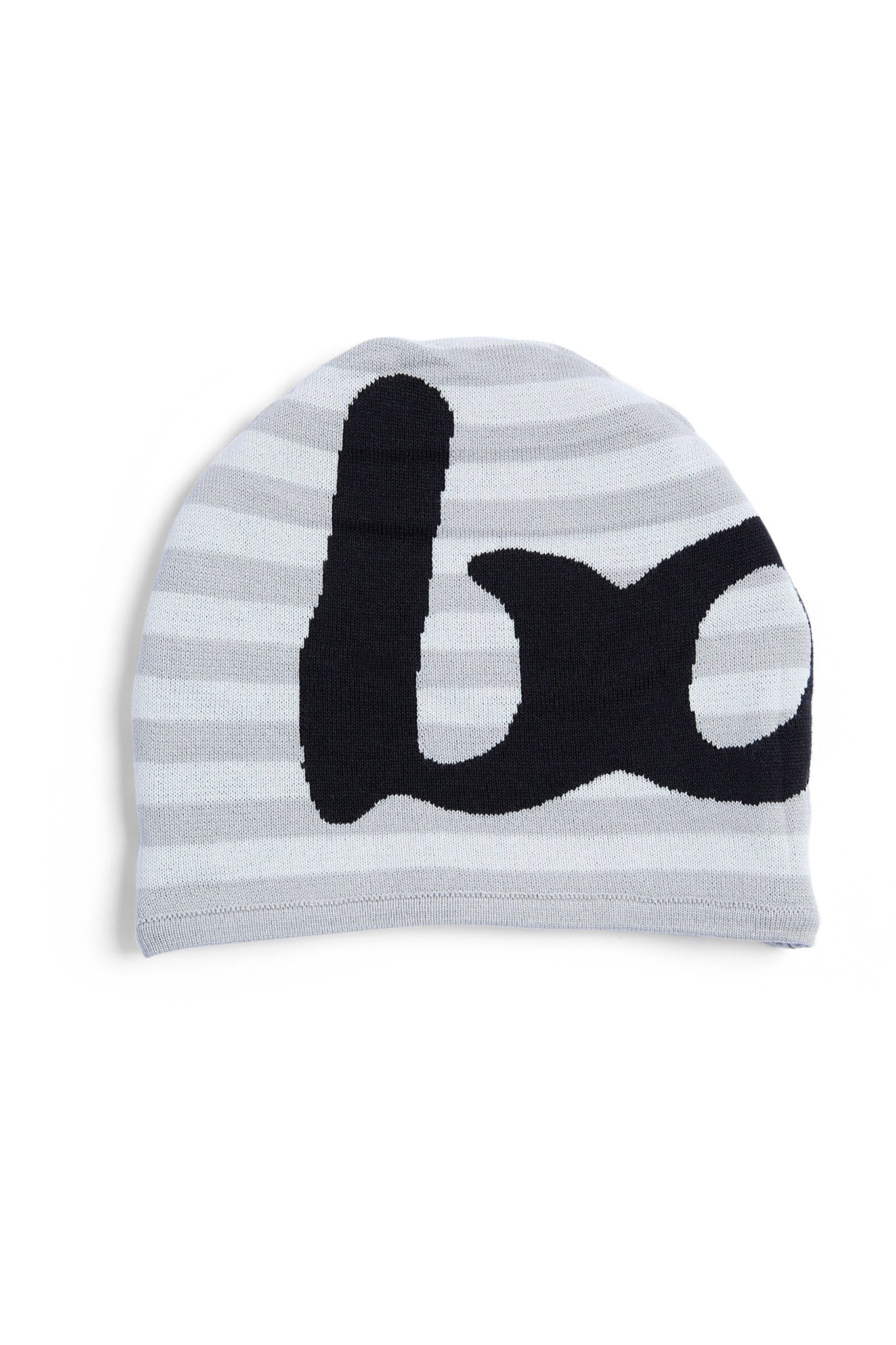 STRIPED KNIT BEANIE (HEATHER GREY/BLACK)