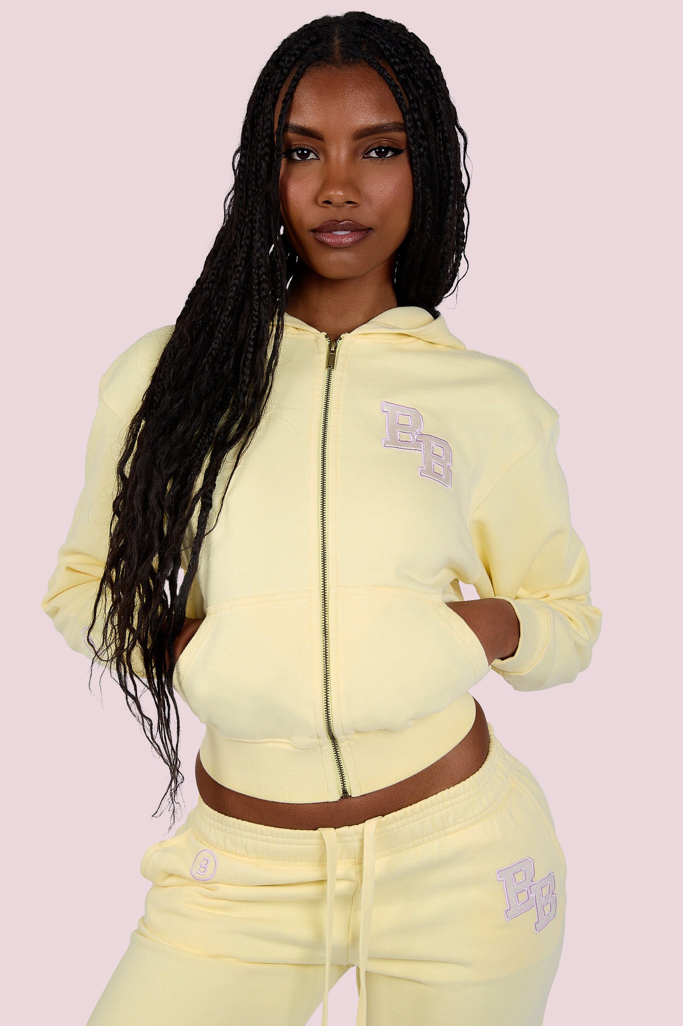 WE'RTHY WERTHY 野沢和香　SWEAT HOODIE UNIVERSITY HOODIE 2.0 (BUTTER YELLOW/LAVENDER) — Body by Raven Tracy