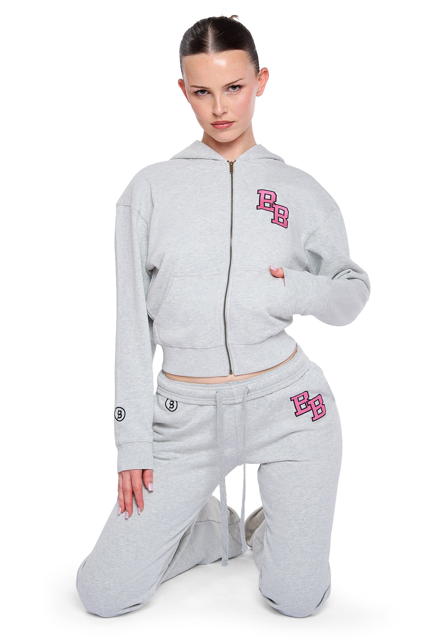 BODY UNIVERSITY HOODIE 2.0 (HEATHER GREY/PINK)