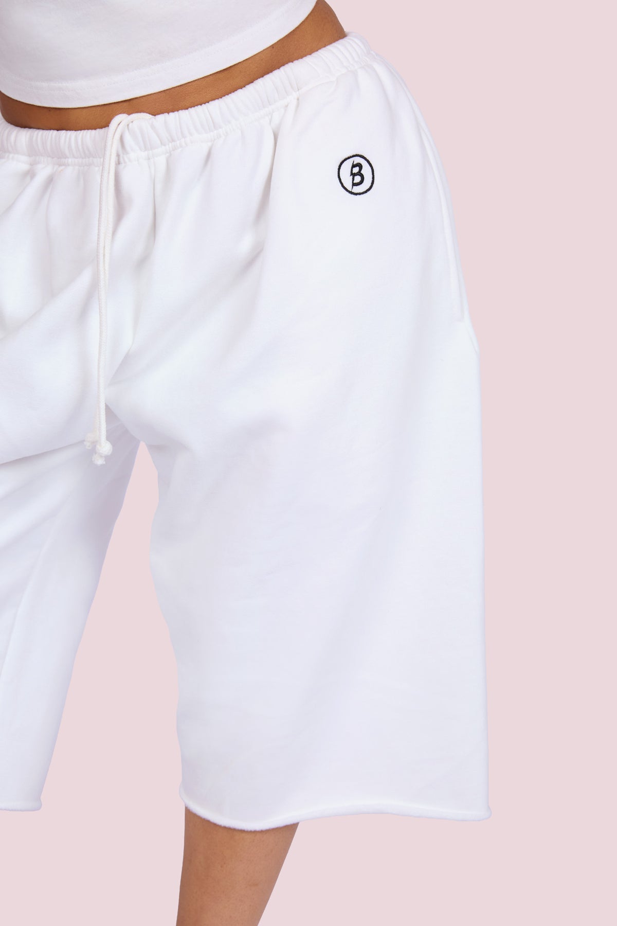 BODY VARSITY SWEAT JORTS (WHITE/BLACK)