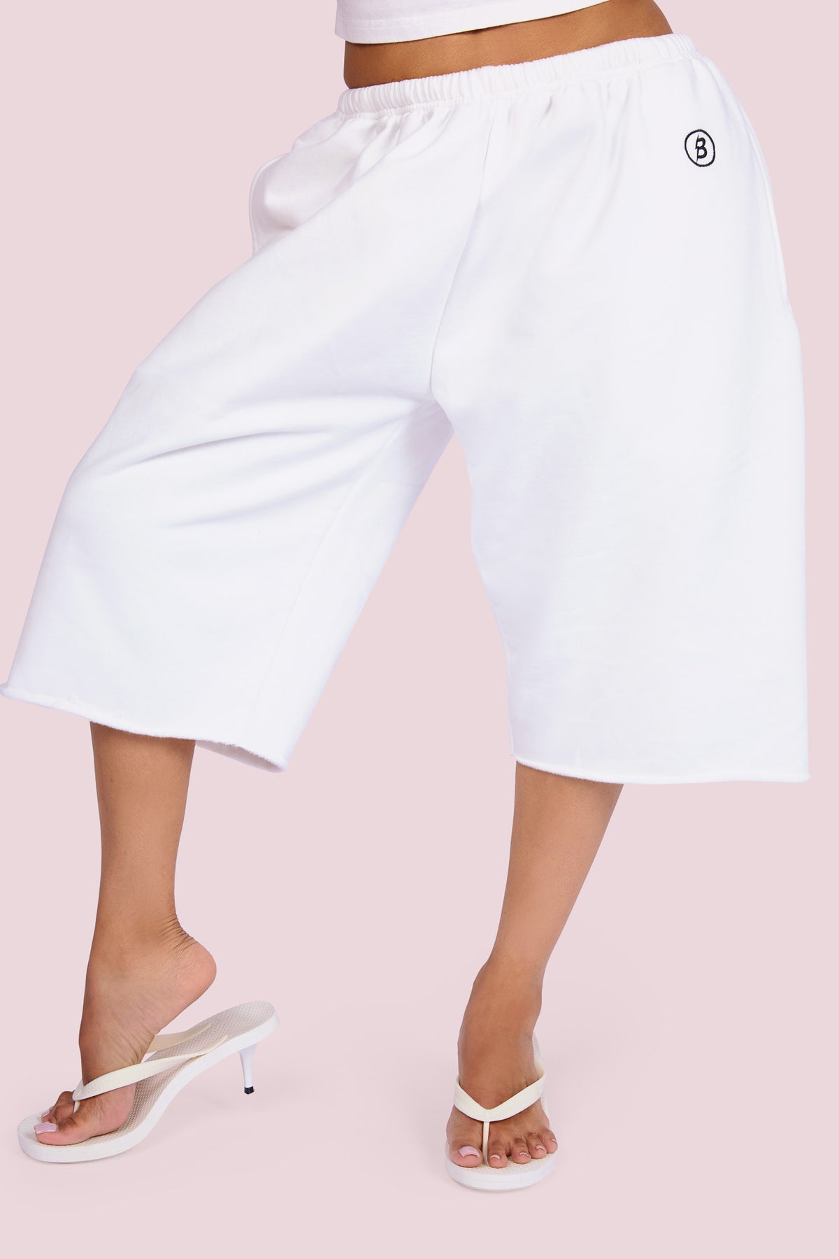 BODY VARSITY SWEAT JORTS (WHITE/BLACK)