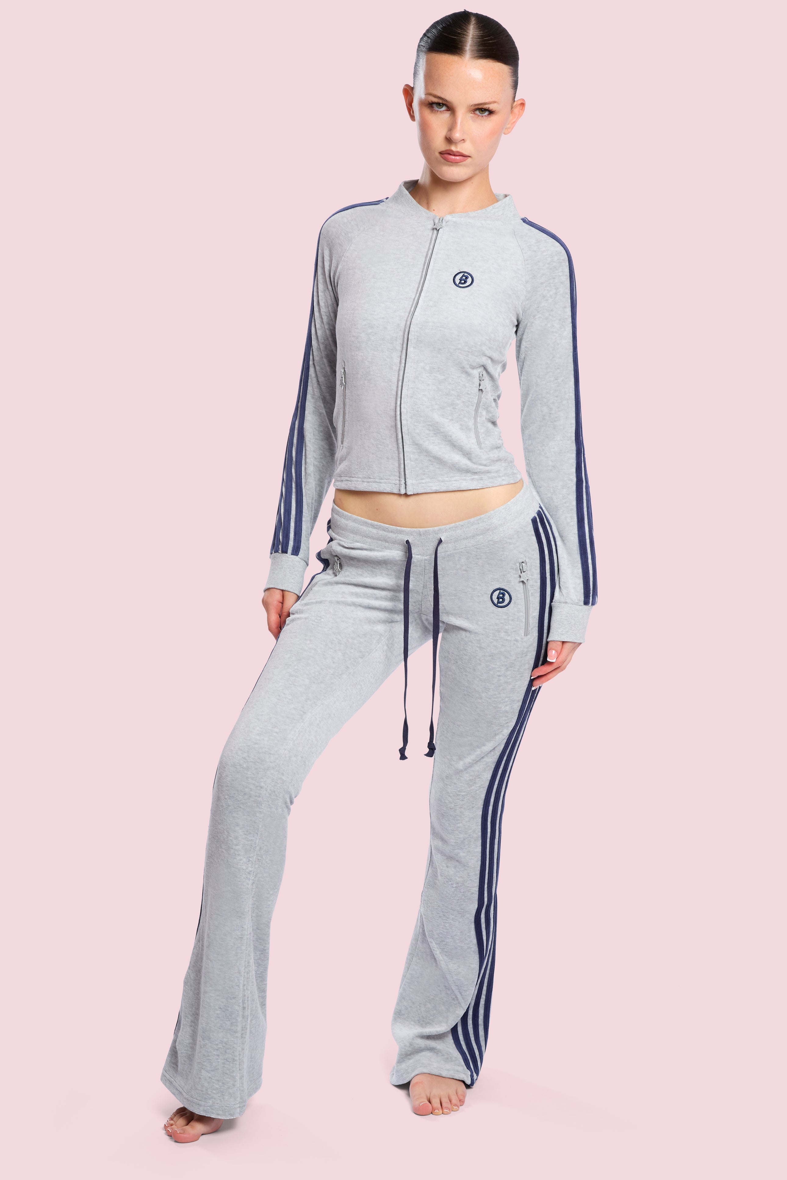 BODY VELOUR TRACK JACKET (HEATHER GREY)