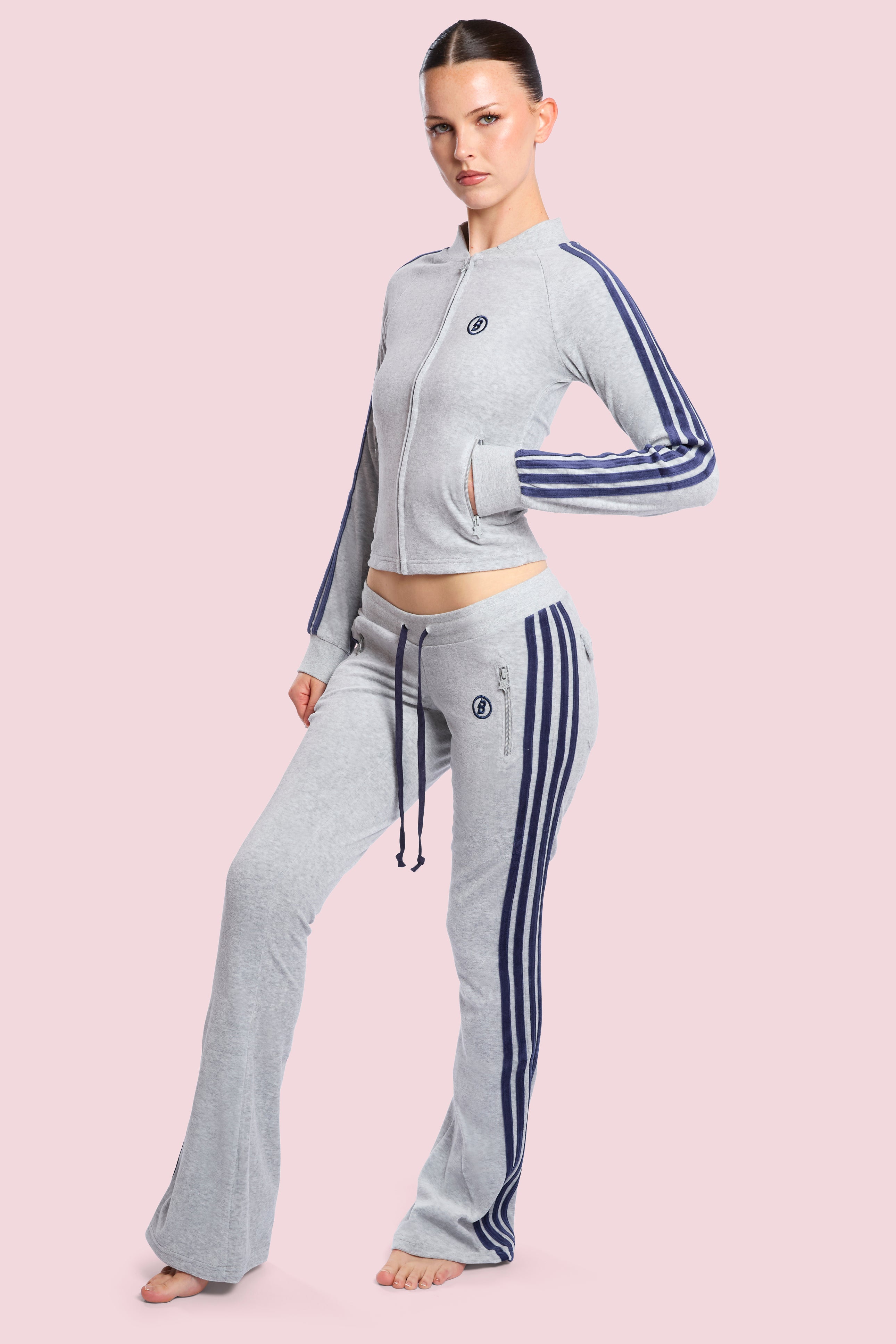 BODY VELOUR TRACK PANTS (HEATHER GREY)