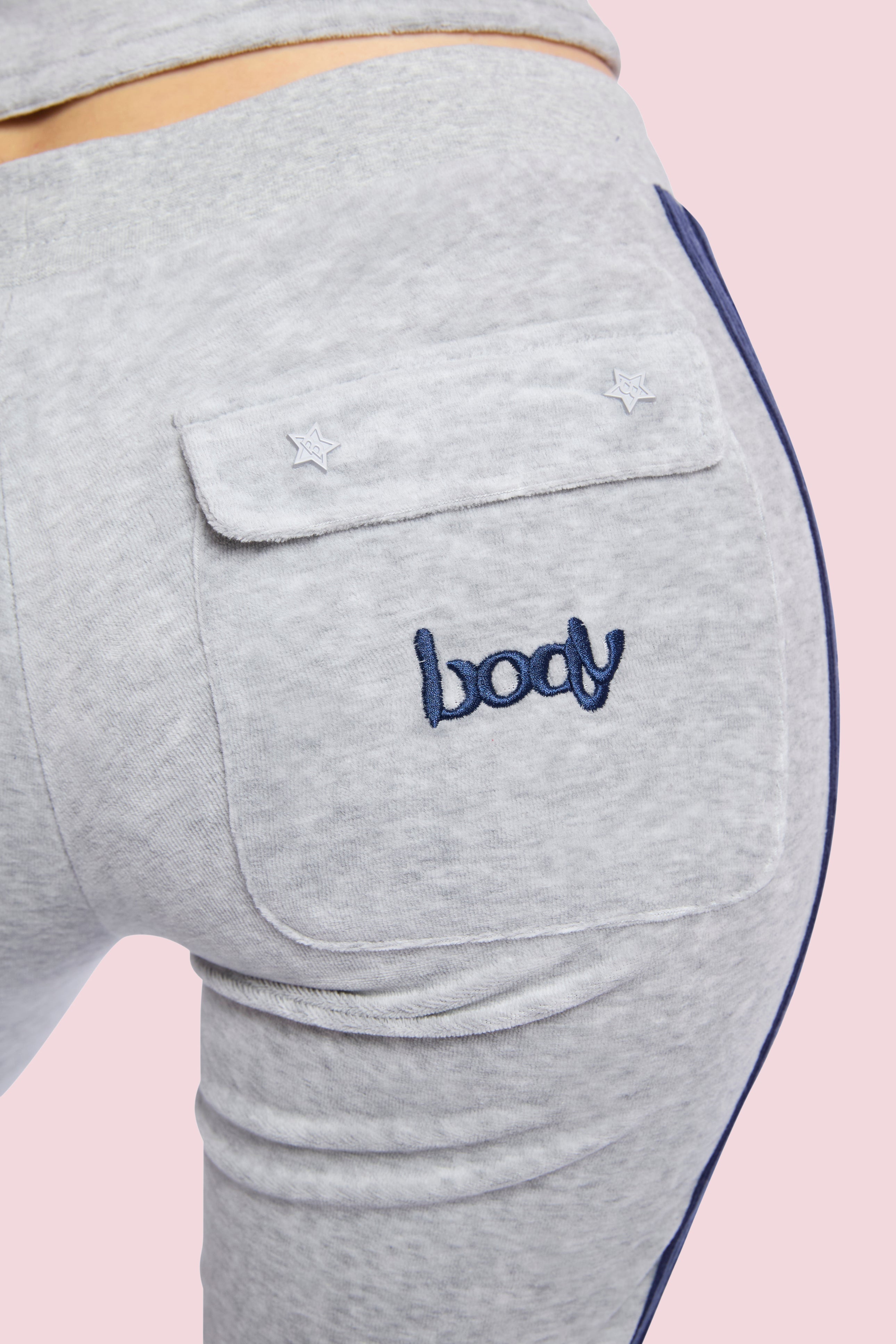 BODY VELOUR TRACK PANTS (HEATHER GREY)