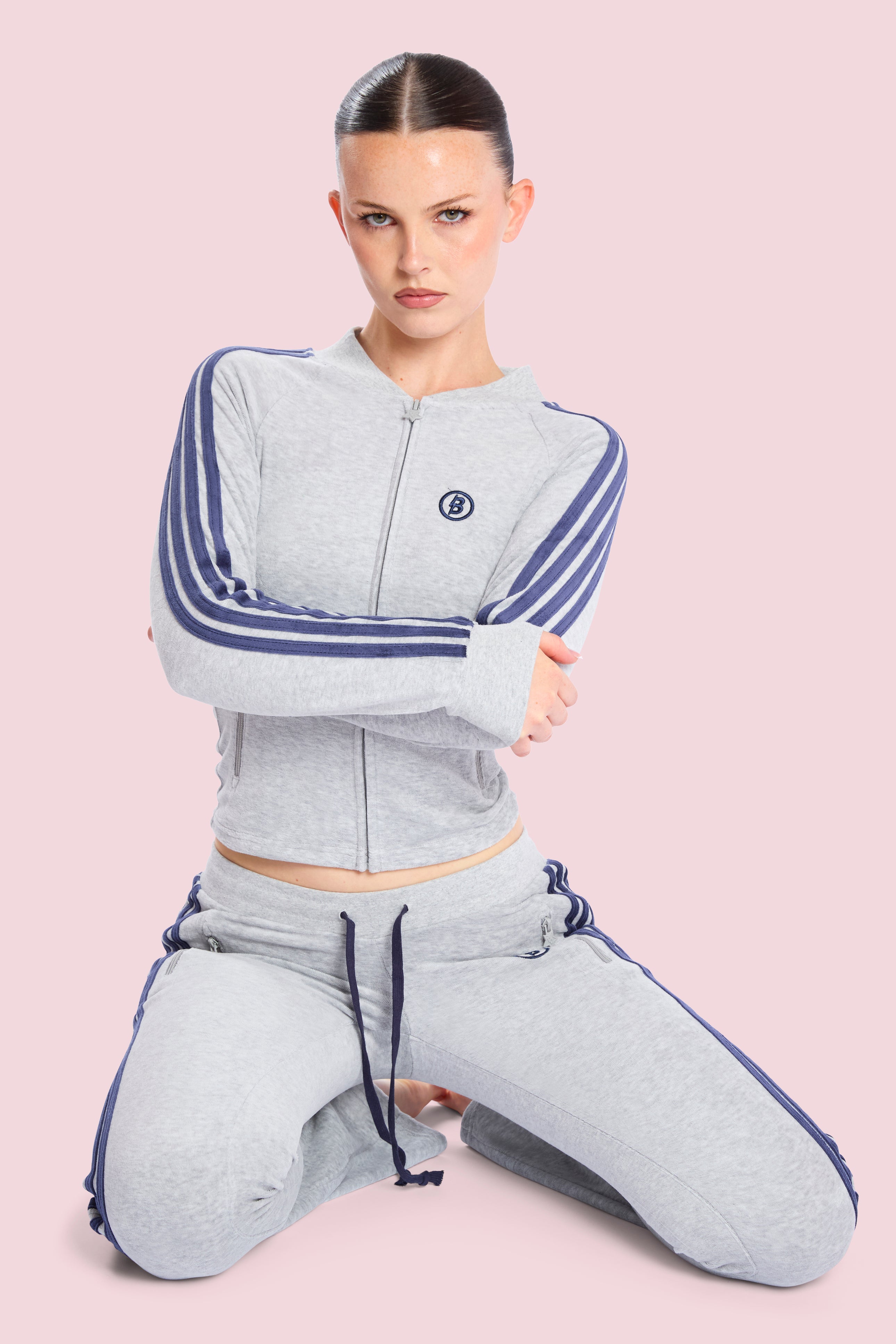 BODY VELOUR TRACK PANTS (HEATHER GREY)