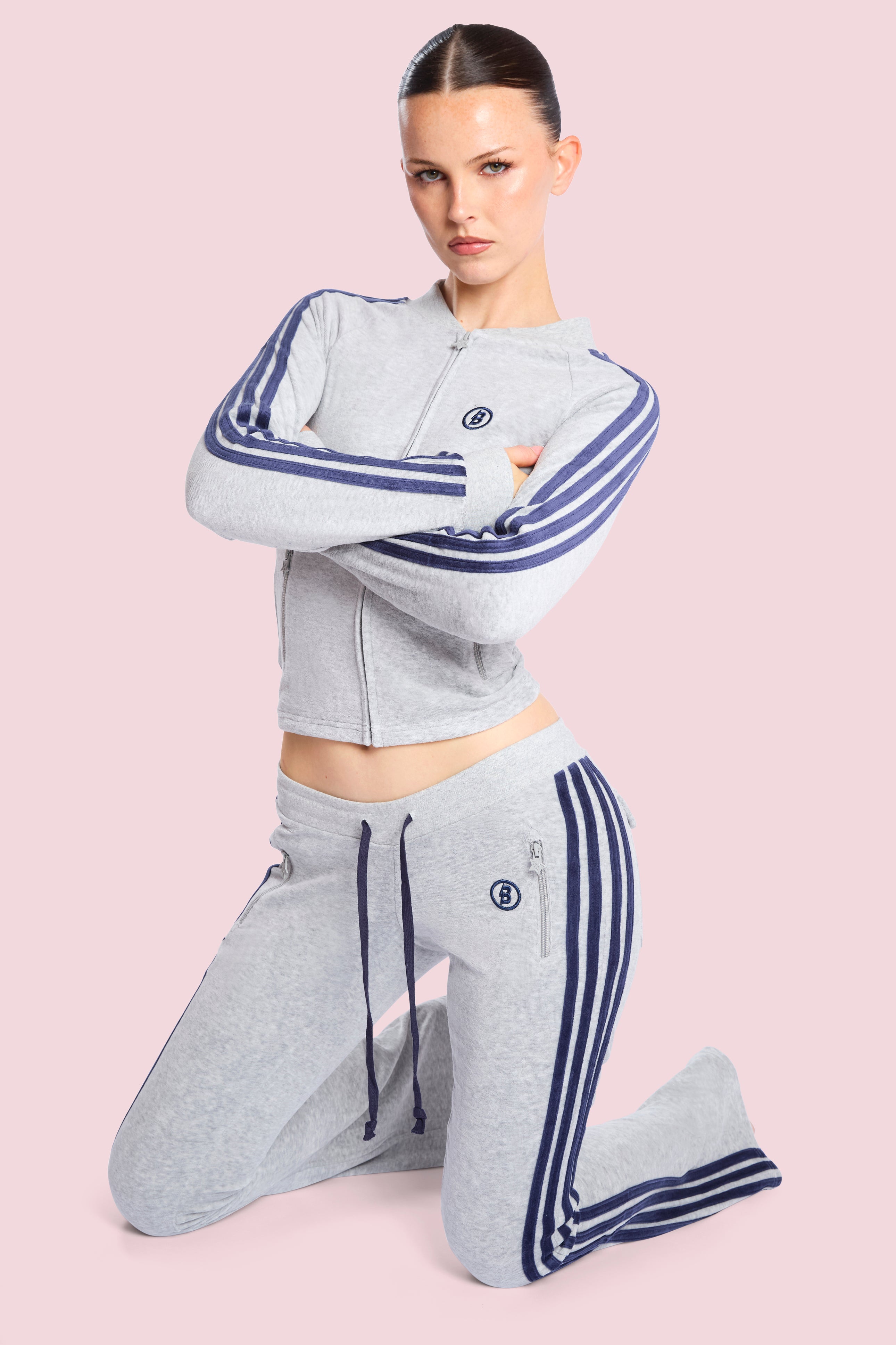 BODY VELOUR TRACK PANTS (HEATHER GREY)