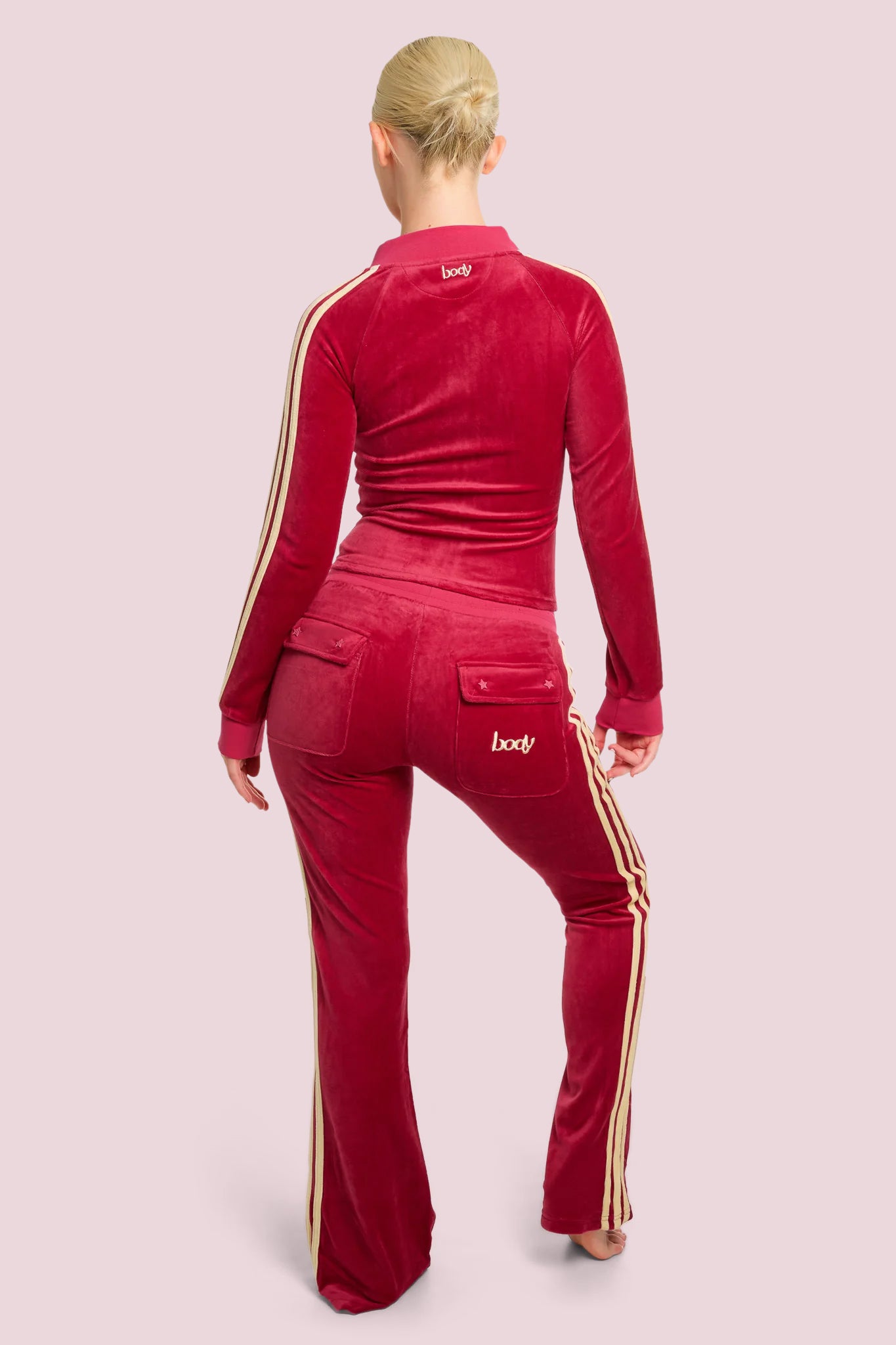 BODY VELOUR TRACK PANTS (STRAWBERRY PINK)