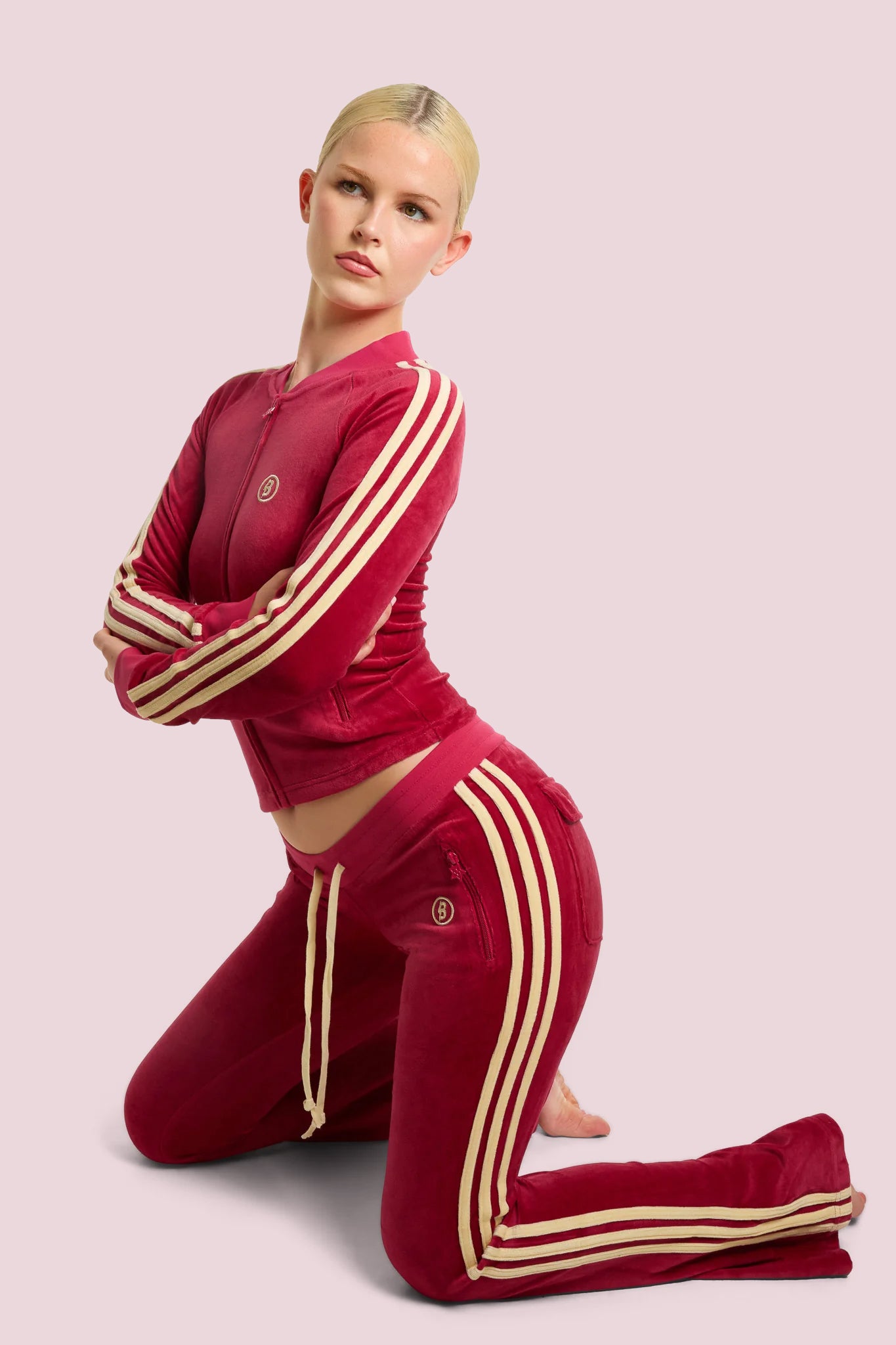 BODY VELOUR TRACK JACKET (STRAWBERRY PINK)