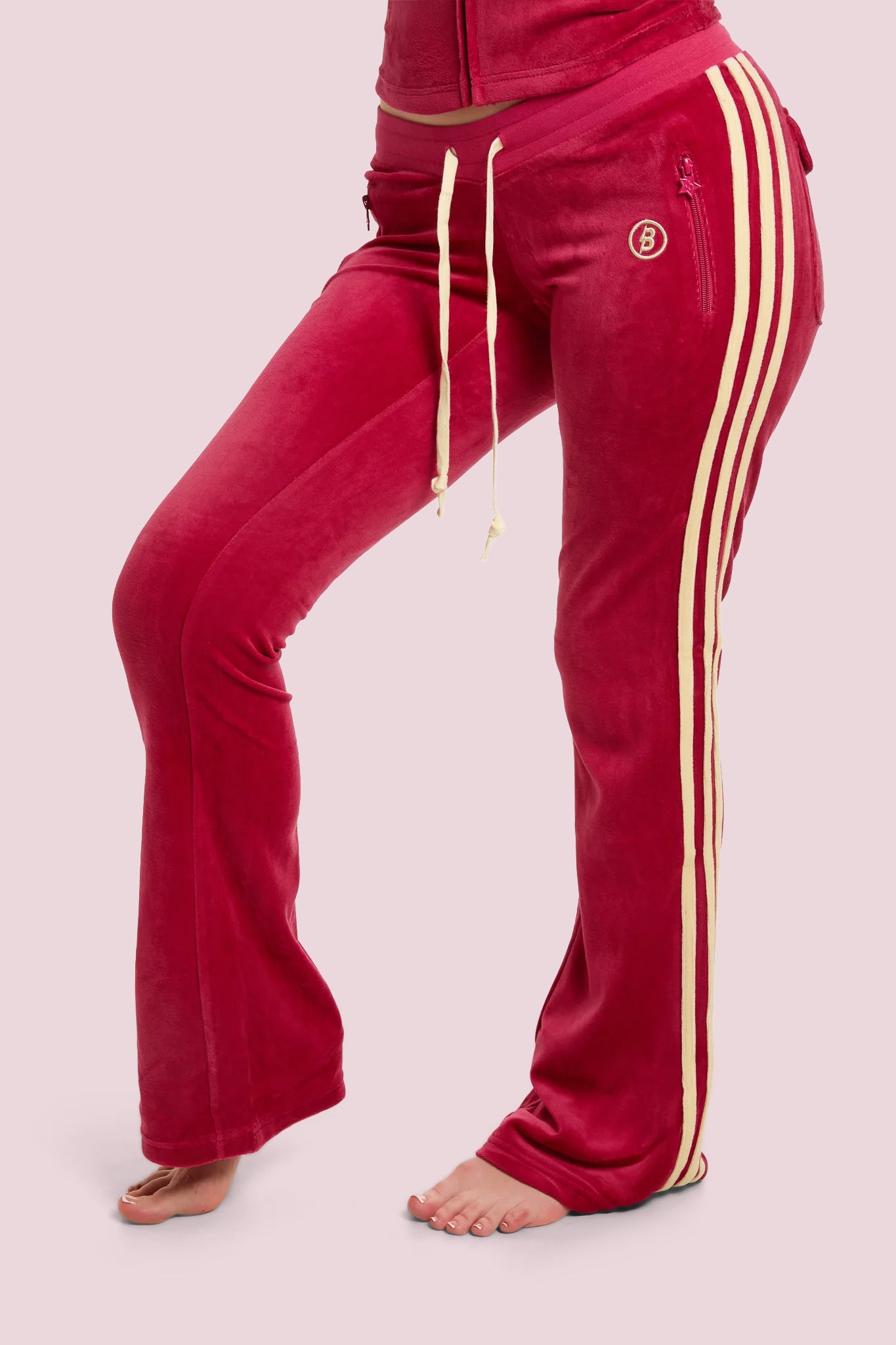 BODY VELOUR TRACK PANTS (STRAWBERRY PINK) — Body by Raven Tracy