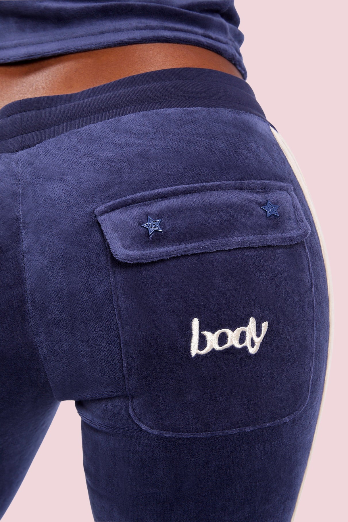 BODY VELOUR TRACK PANTS (ROYAL BLUE/CREAM)