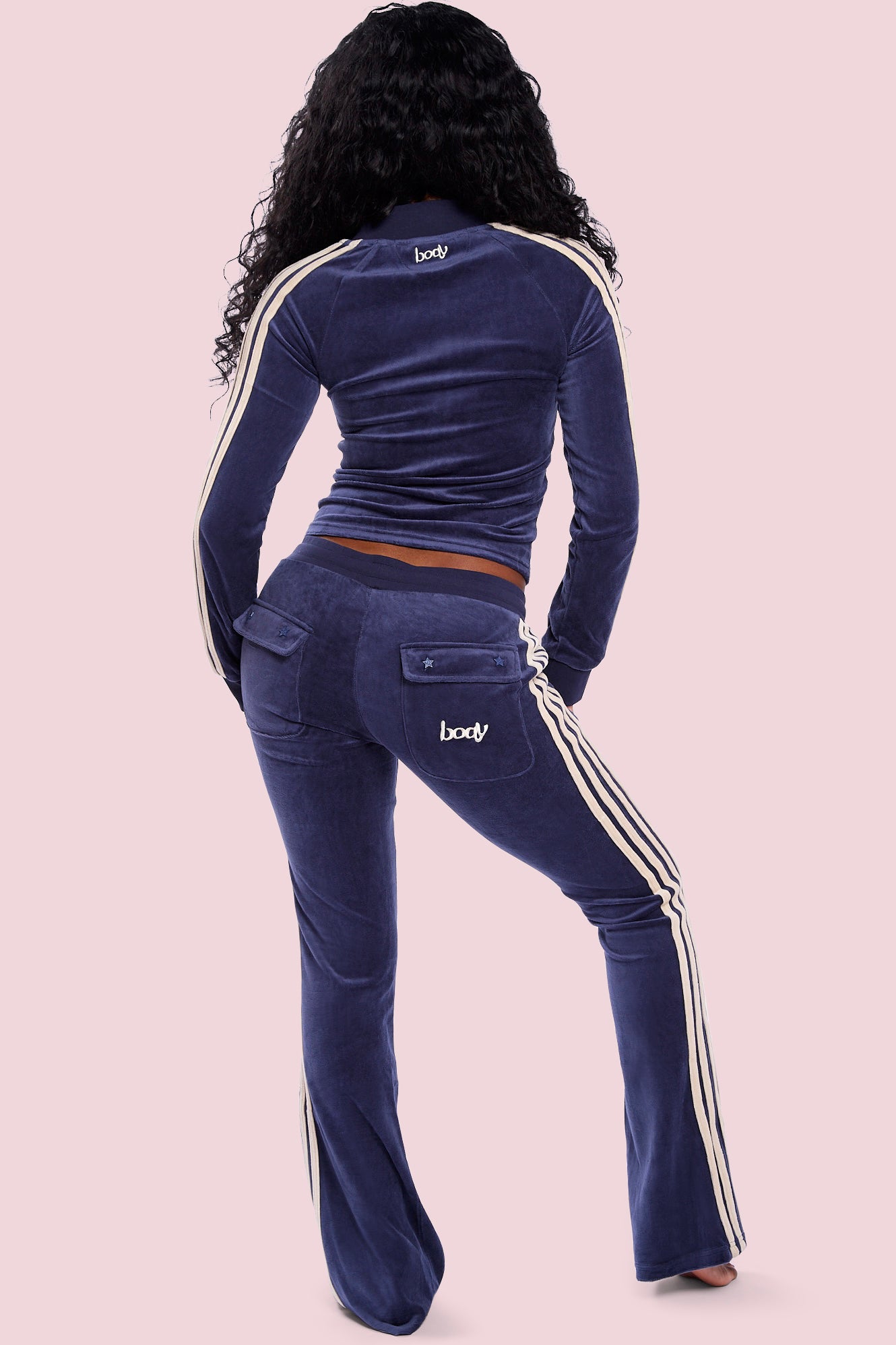 BODY VELOUR TRACK PANTS (ROYAL BLUE/CREAM)