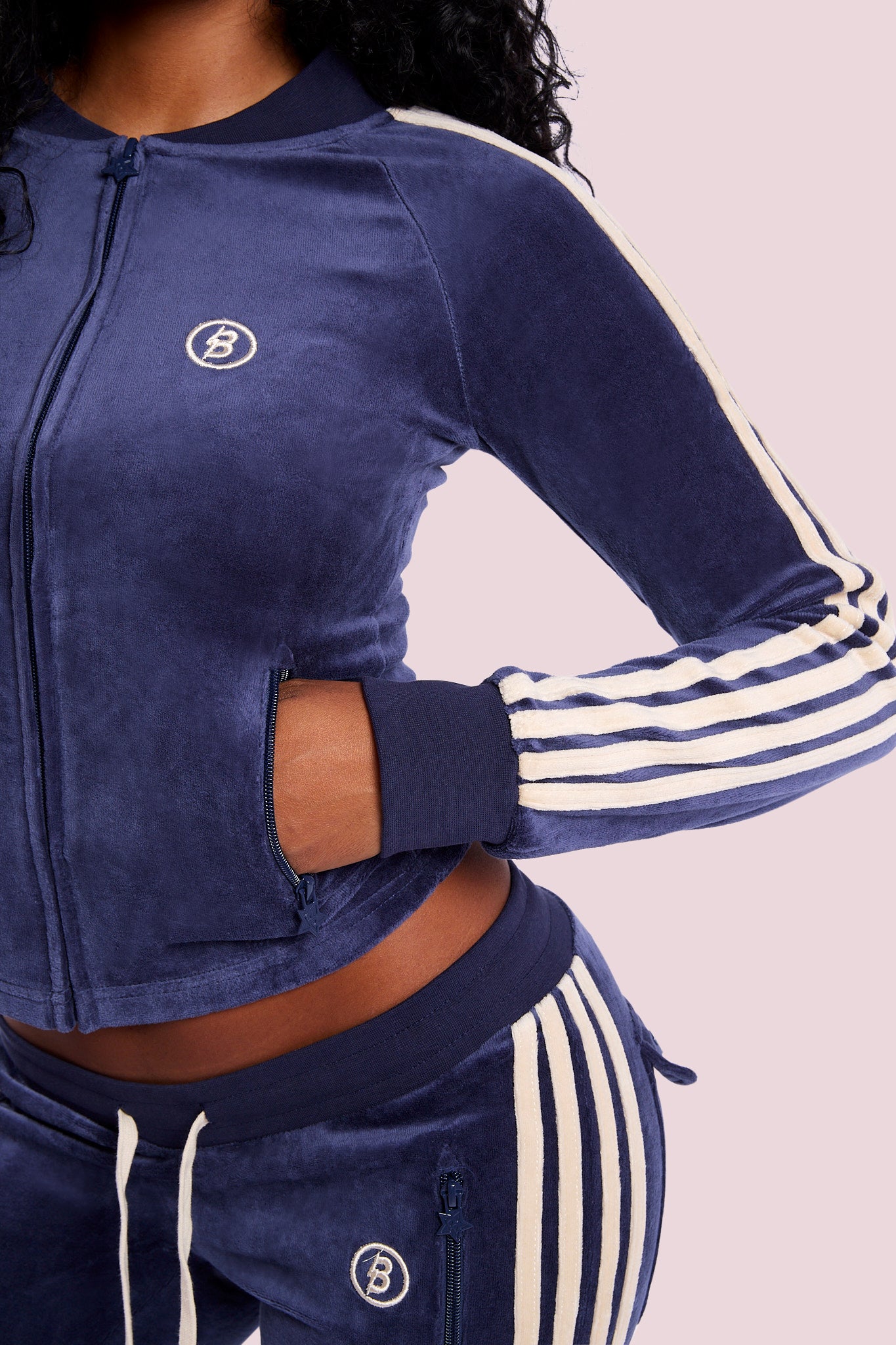 BODY VELOUR TRACK JACKET (ROYAL BLUE/CREAM)
