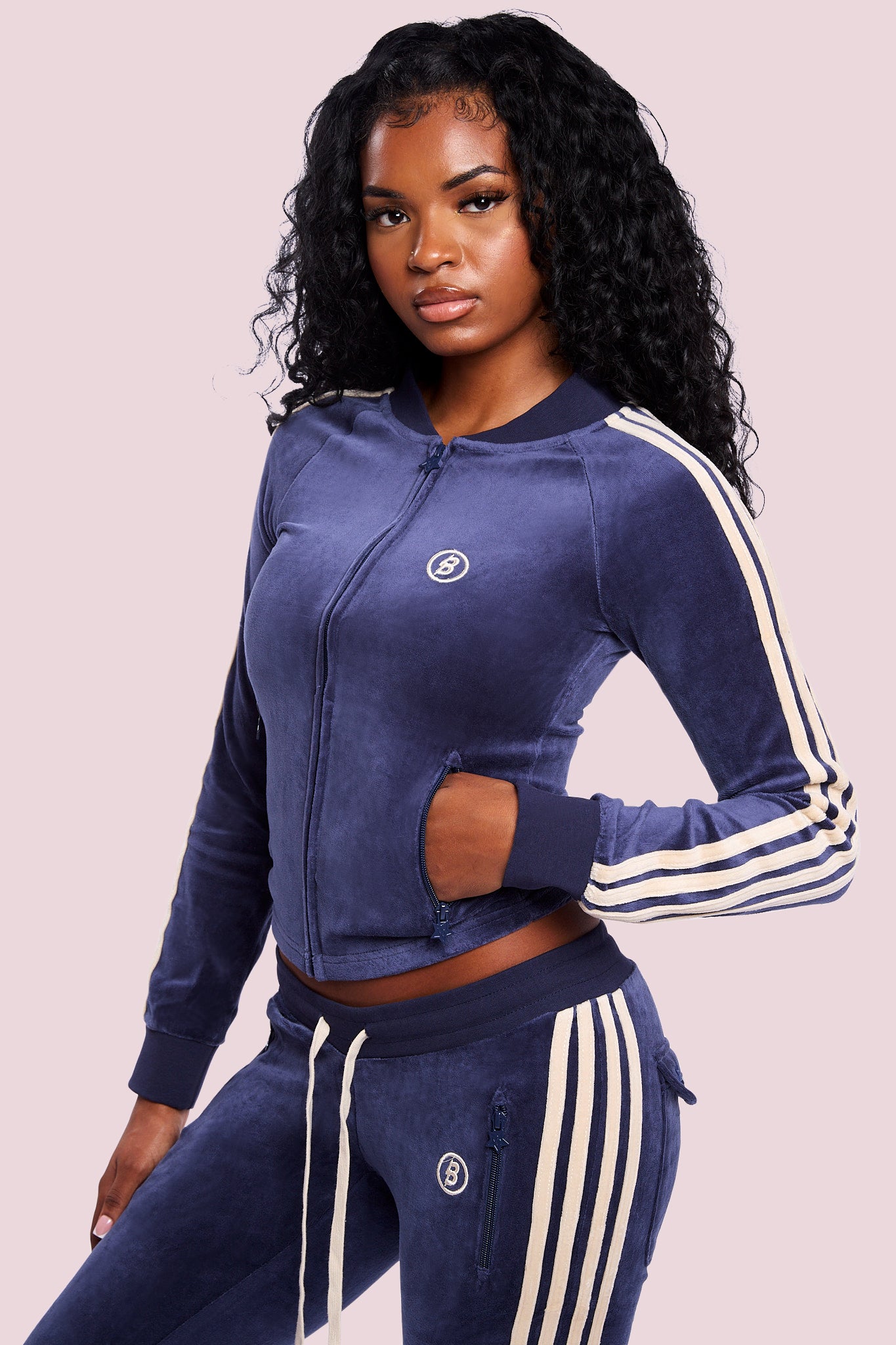 BODY VELOUR TRACK JACKET (ROYAL BLUE/CREAM)