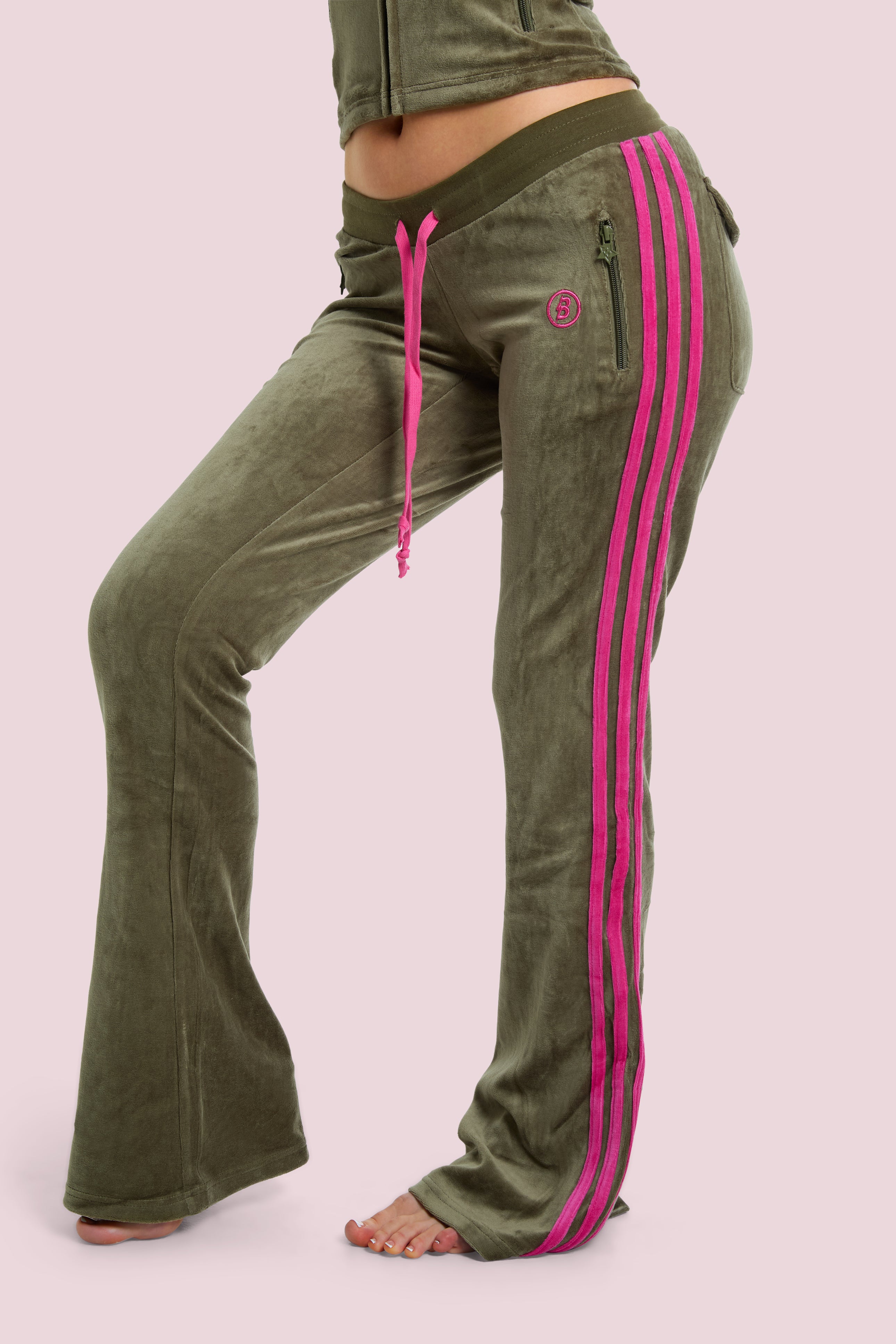 BODY VELOUR TRACK PANTS (OLIVE)