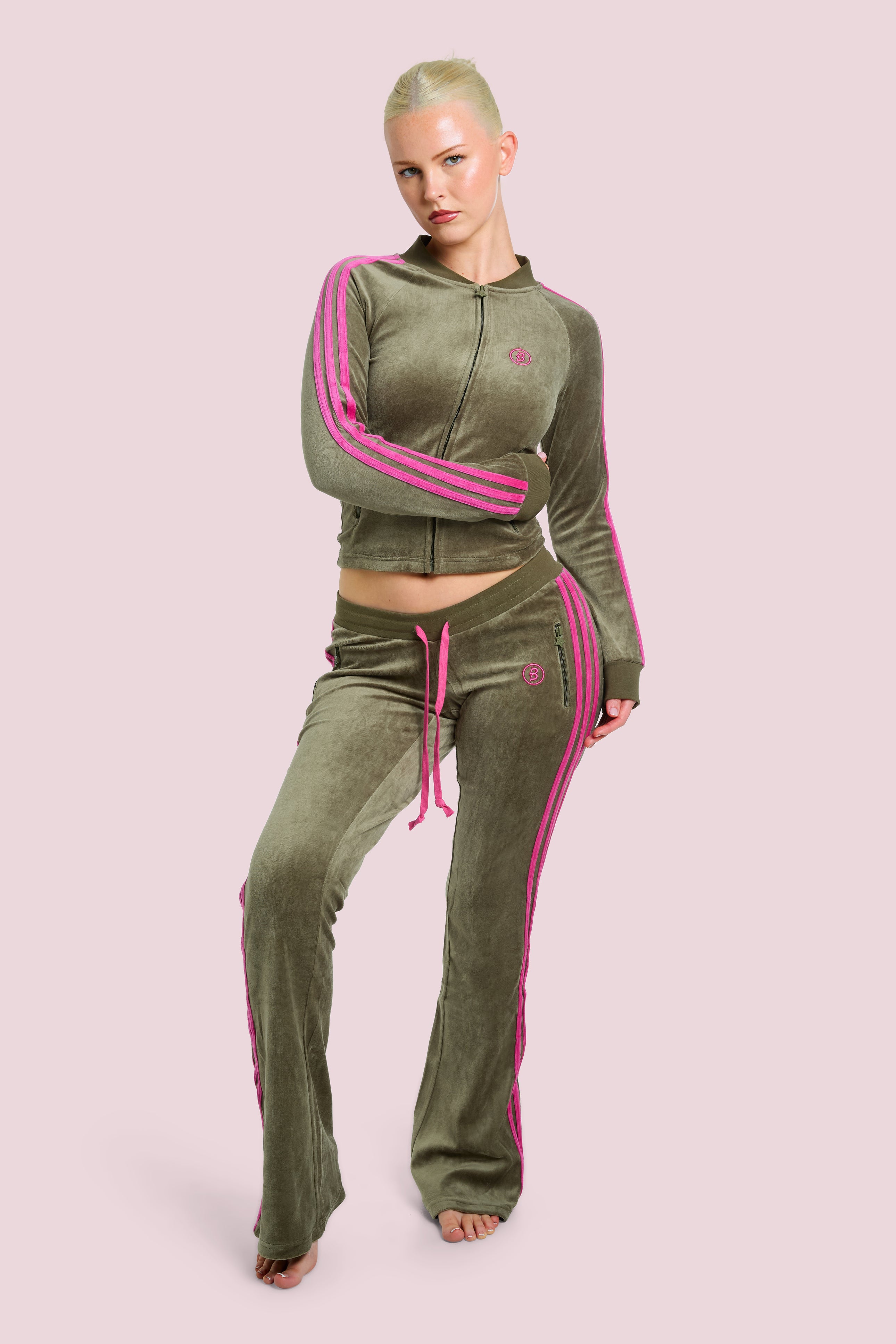 BODY VELOUR TRACK JACKET (OLIVE)
