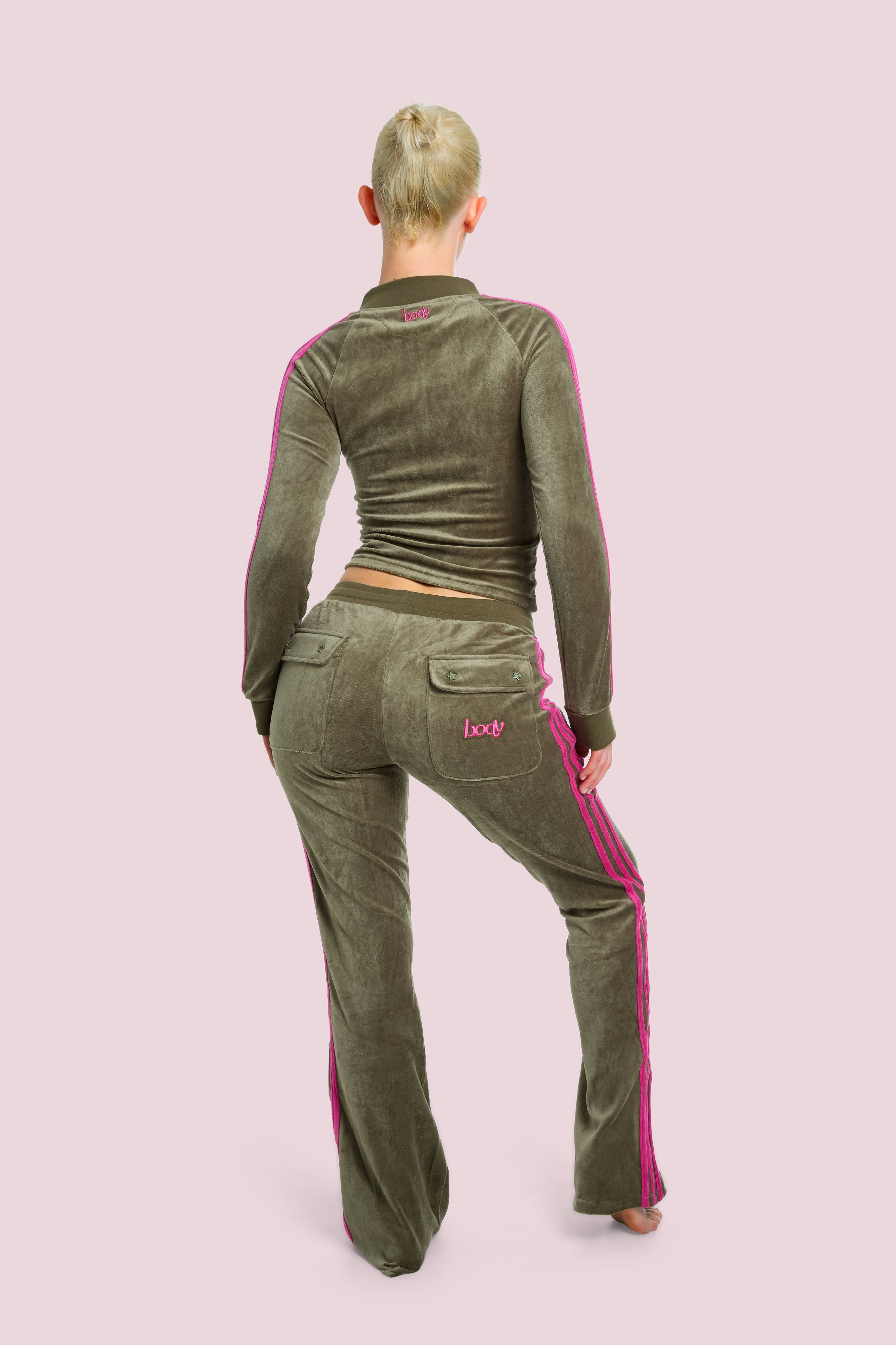 BODY VELOUR TRACK JACKET (OLIVE)