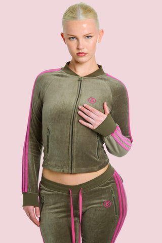 BODY VELOUR TRACK JACKET (OLIVE)
