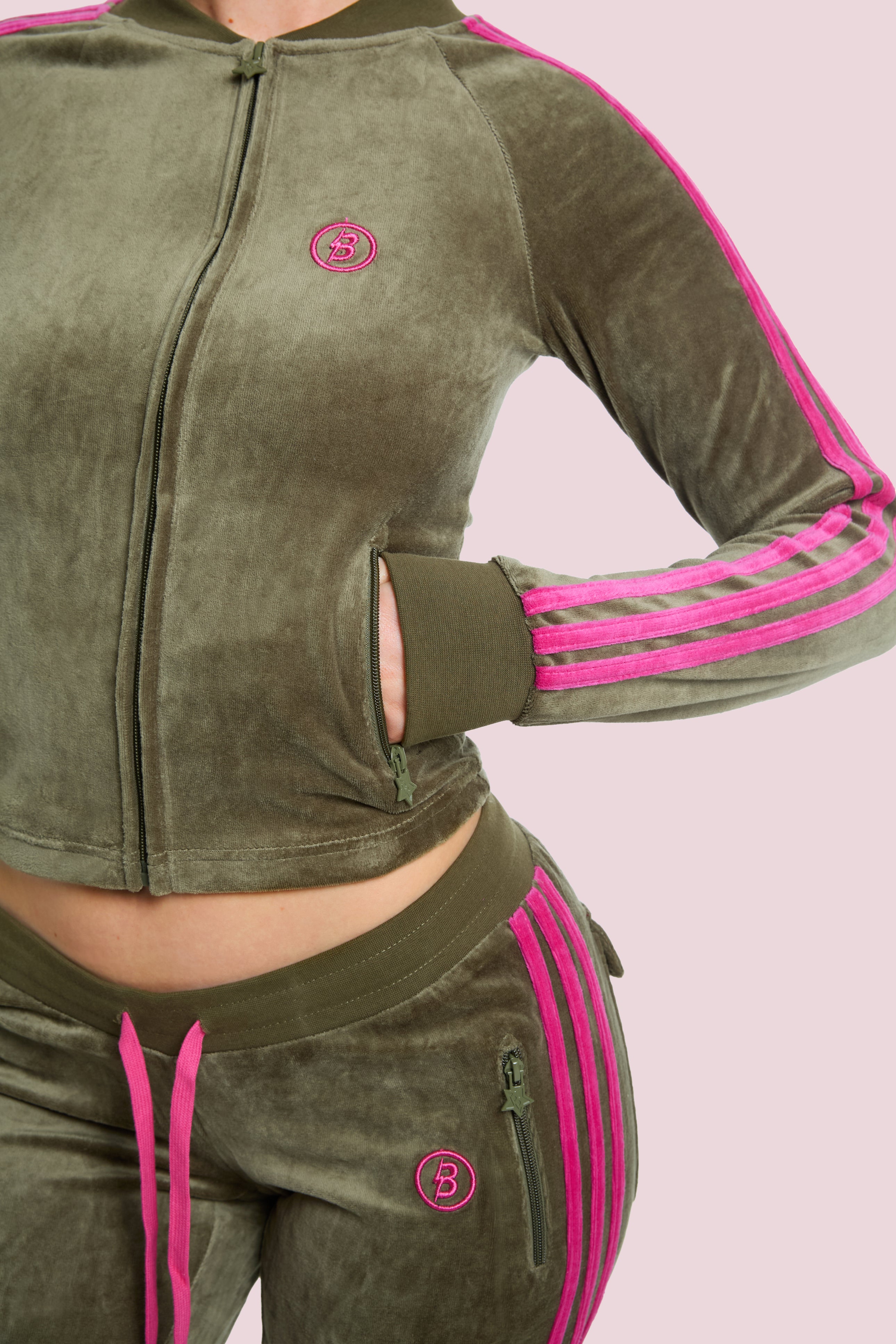 BODY VELOUR TRACK JACKET (OLIVE)