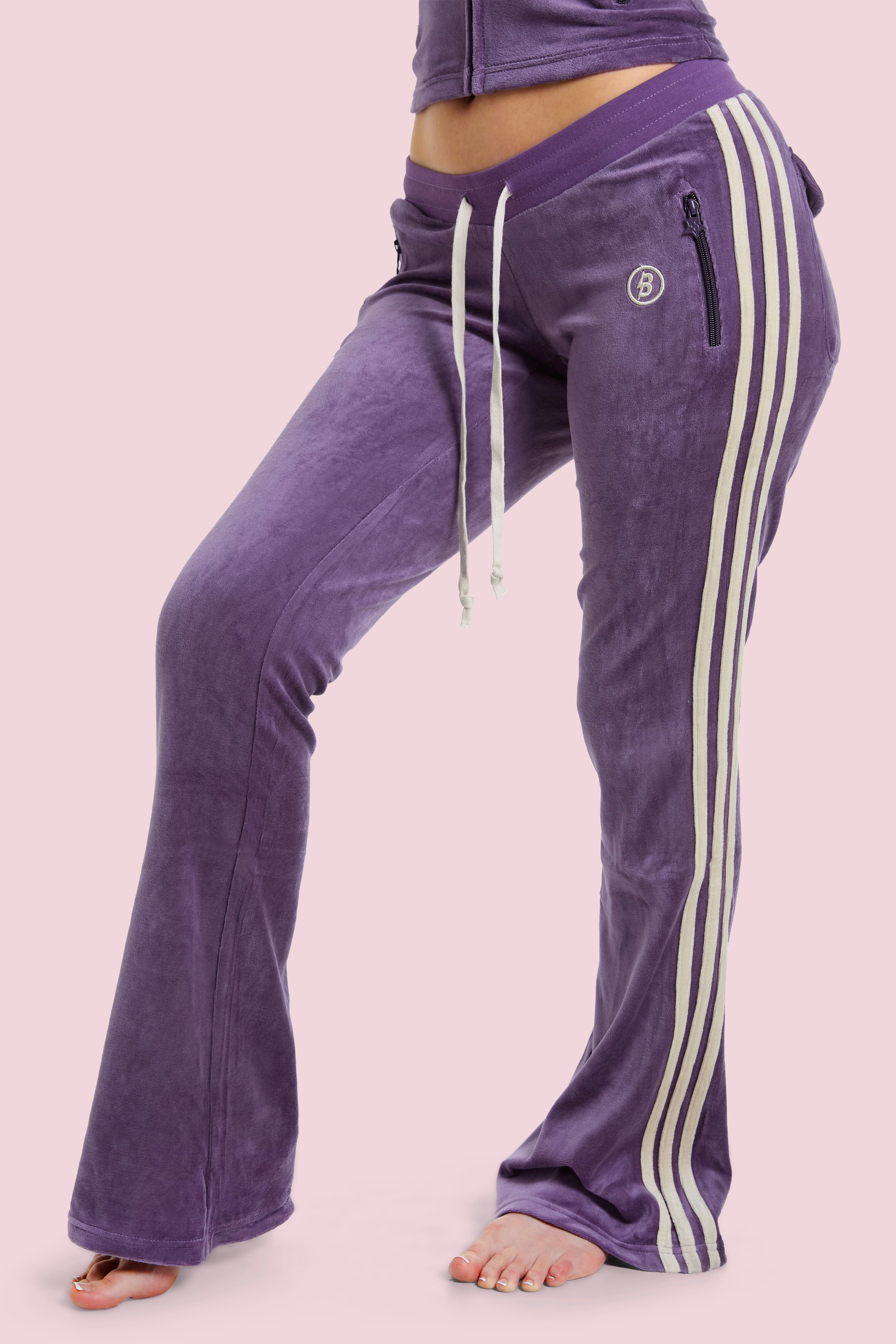 BODY VELOUR TRACK PANTS (BROWN/PINK) — Body by Raven Tracy
