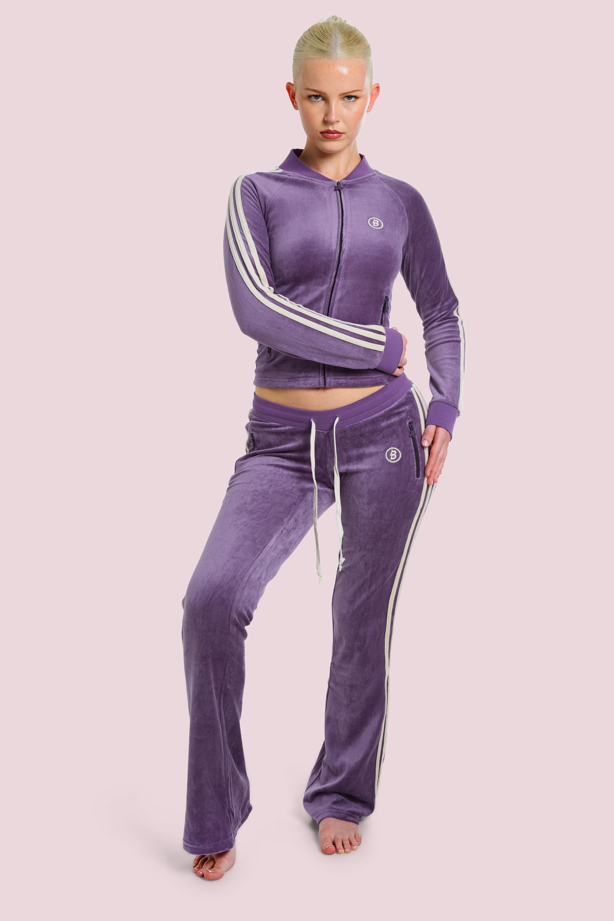 BODY VELOUR TRACK PANTS (PURPLE)