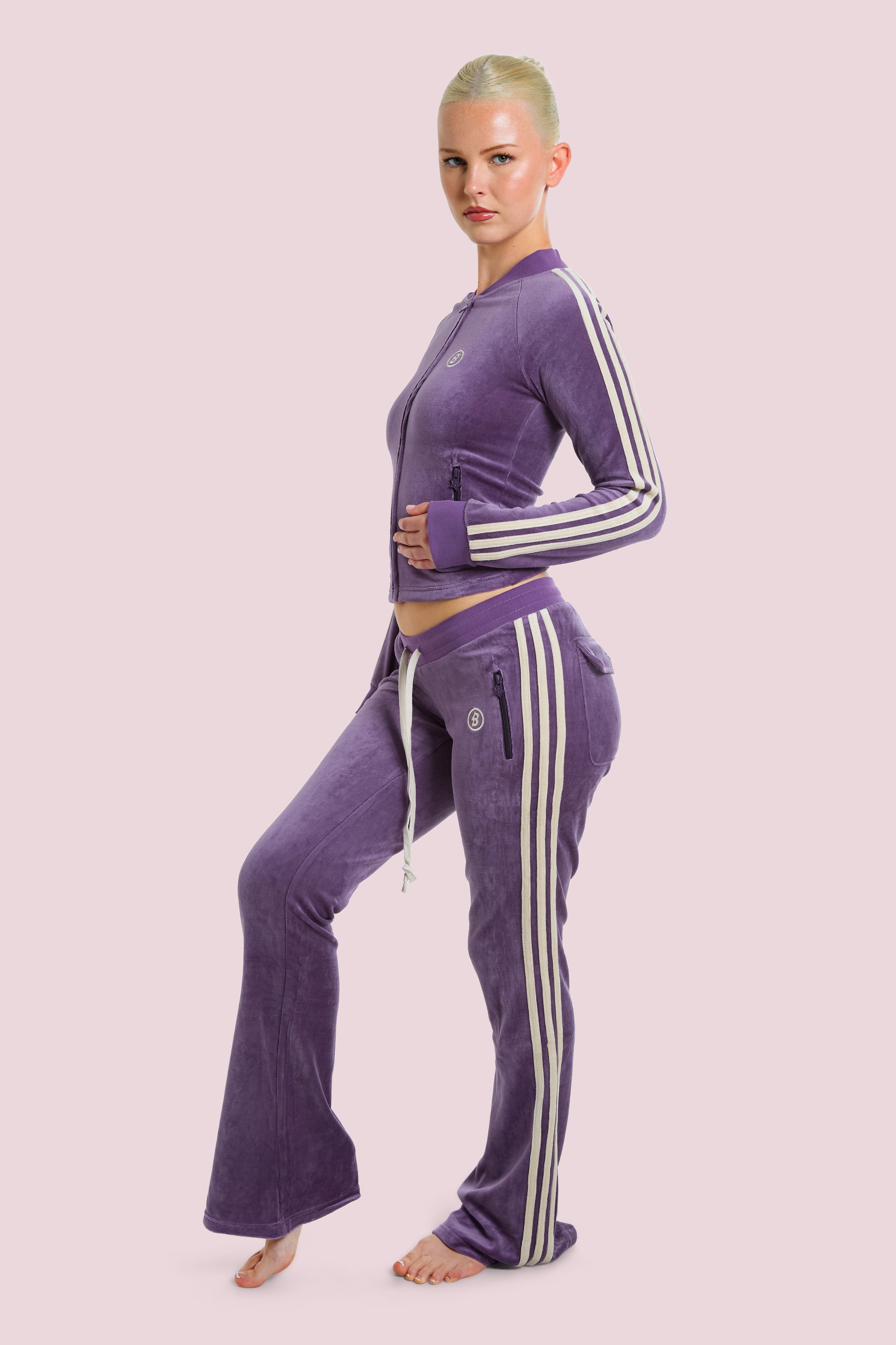BODY VELOUR TRACK PANTS (PURPLE)