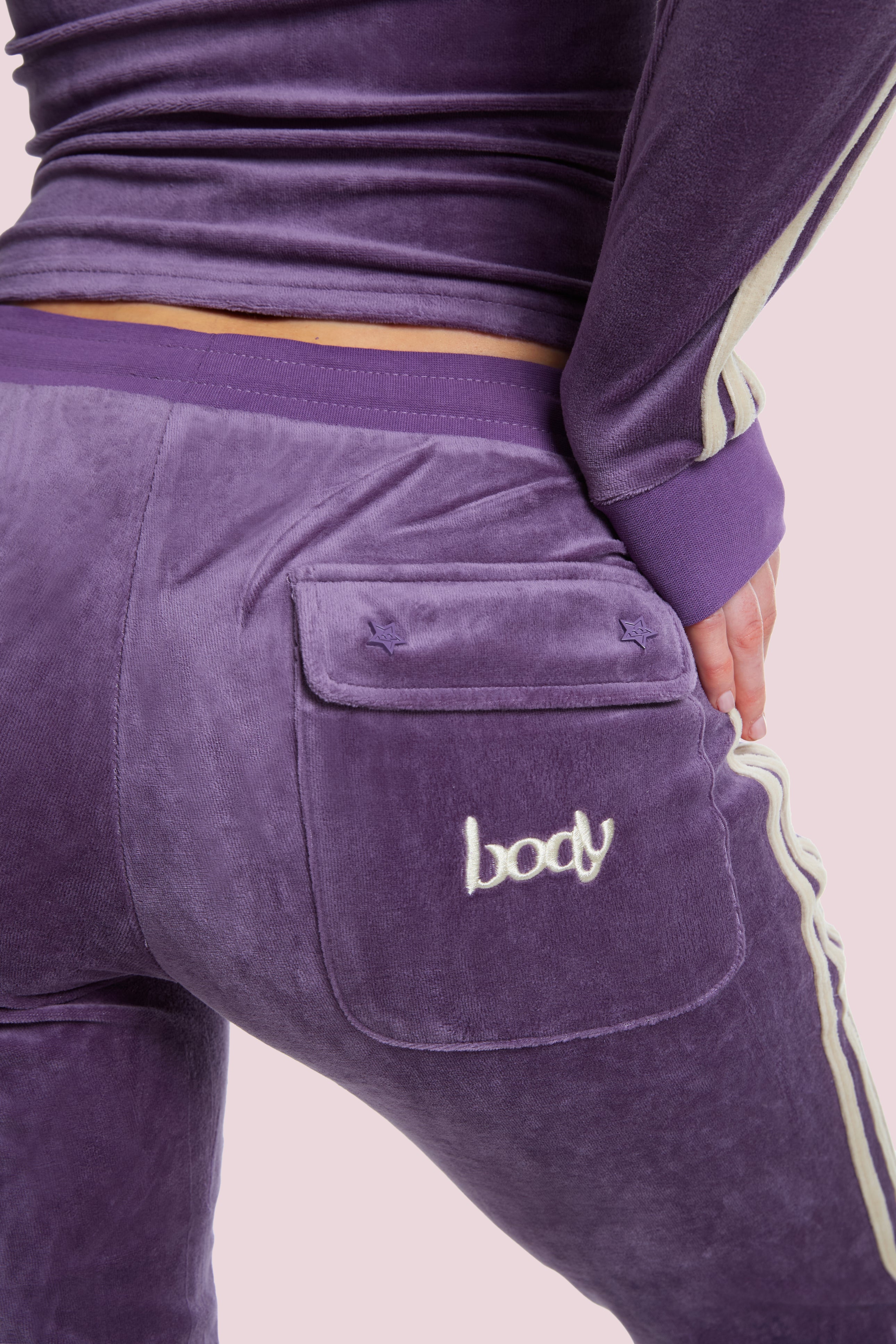 BODY VELOUR TRACK PANTS (PURPLE)