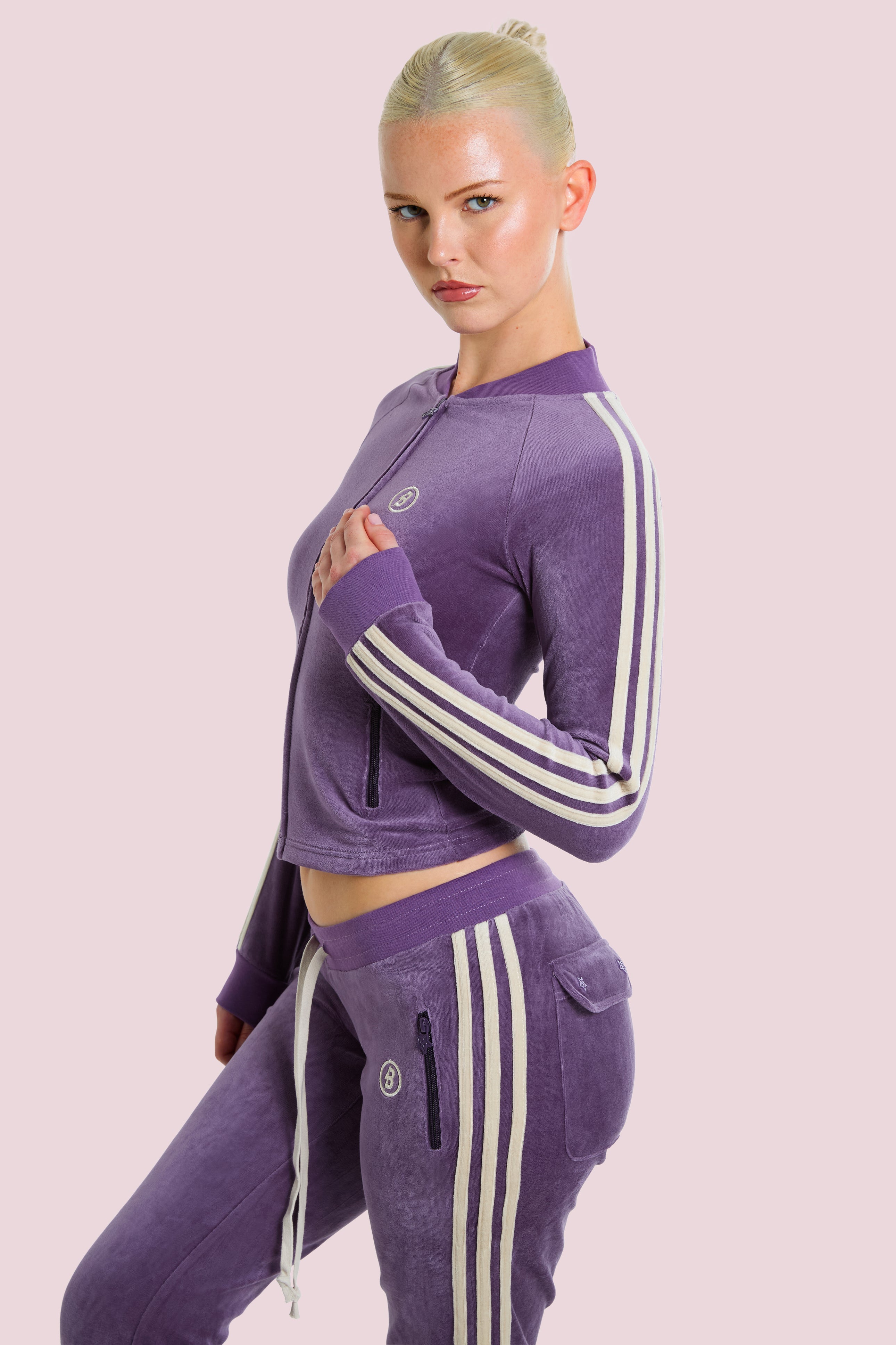 BODY VELOUR TRACK JACKET (PURPLE)