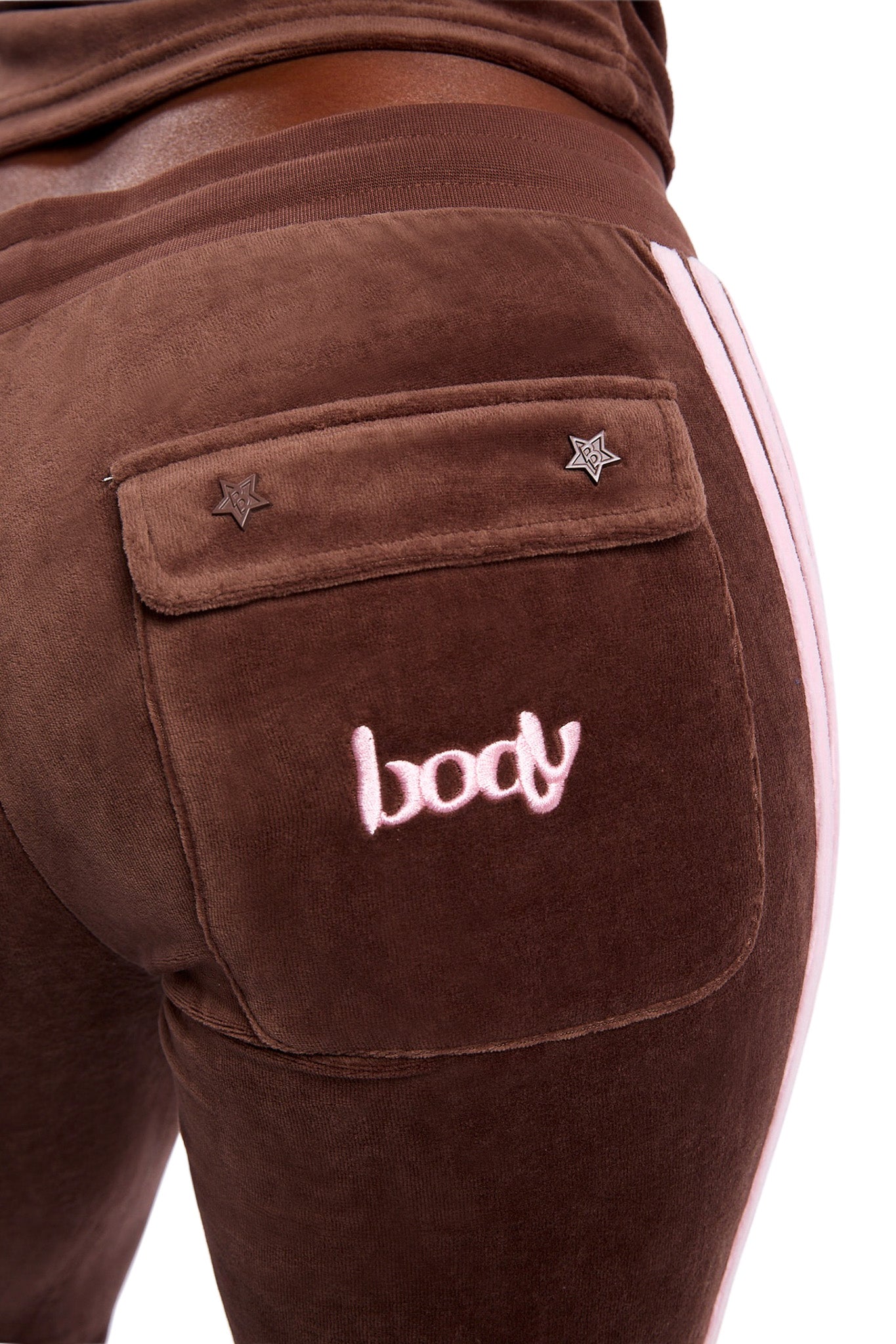 PRE-ORDER - BODY VELOUR TRACK PANTS (BROWN/PINK)