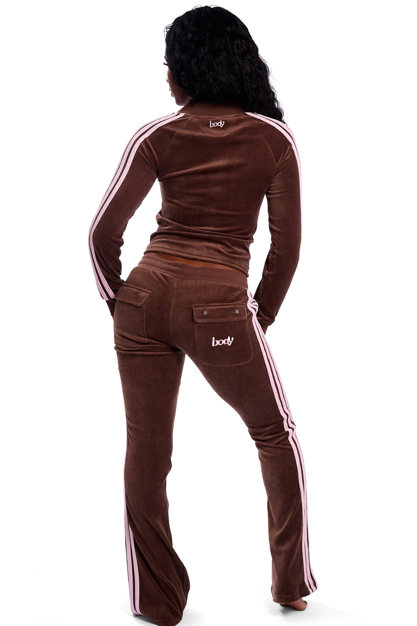 PRE-ORDER - BODY VELOUR TRACK JACKET (BROWN/PINK)