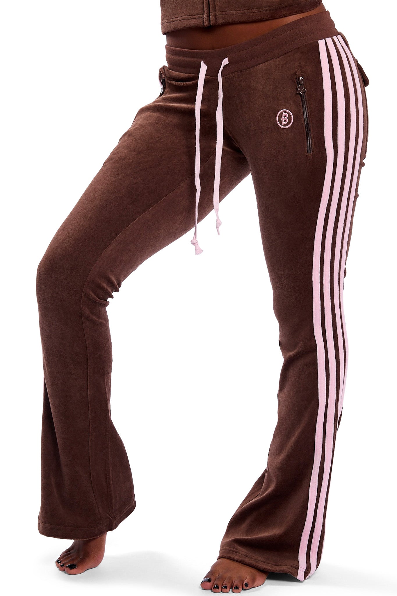 PRE-ORDER - BODY VELOUR TRACK PANTS (BROWN/PINK)
