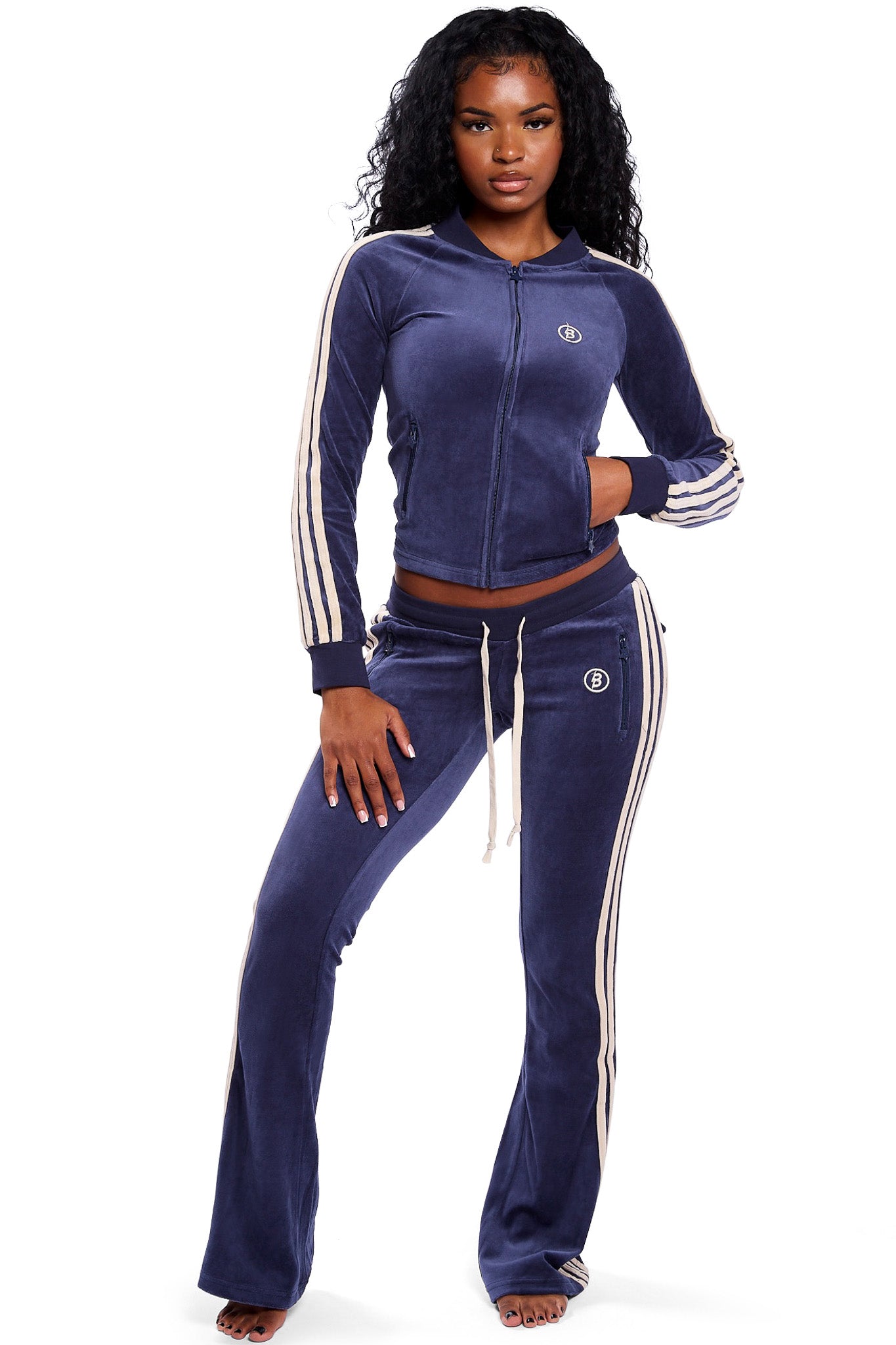 PRE-ORDER - BODY VELOUR TRACK JACKET (ROYAL BLUE/CREAM)
