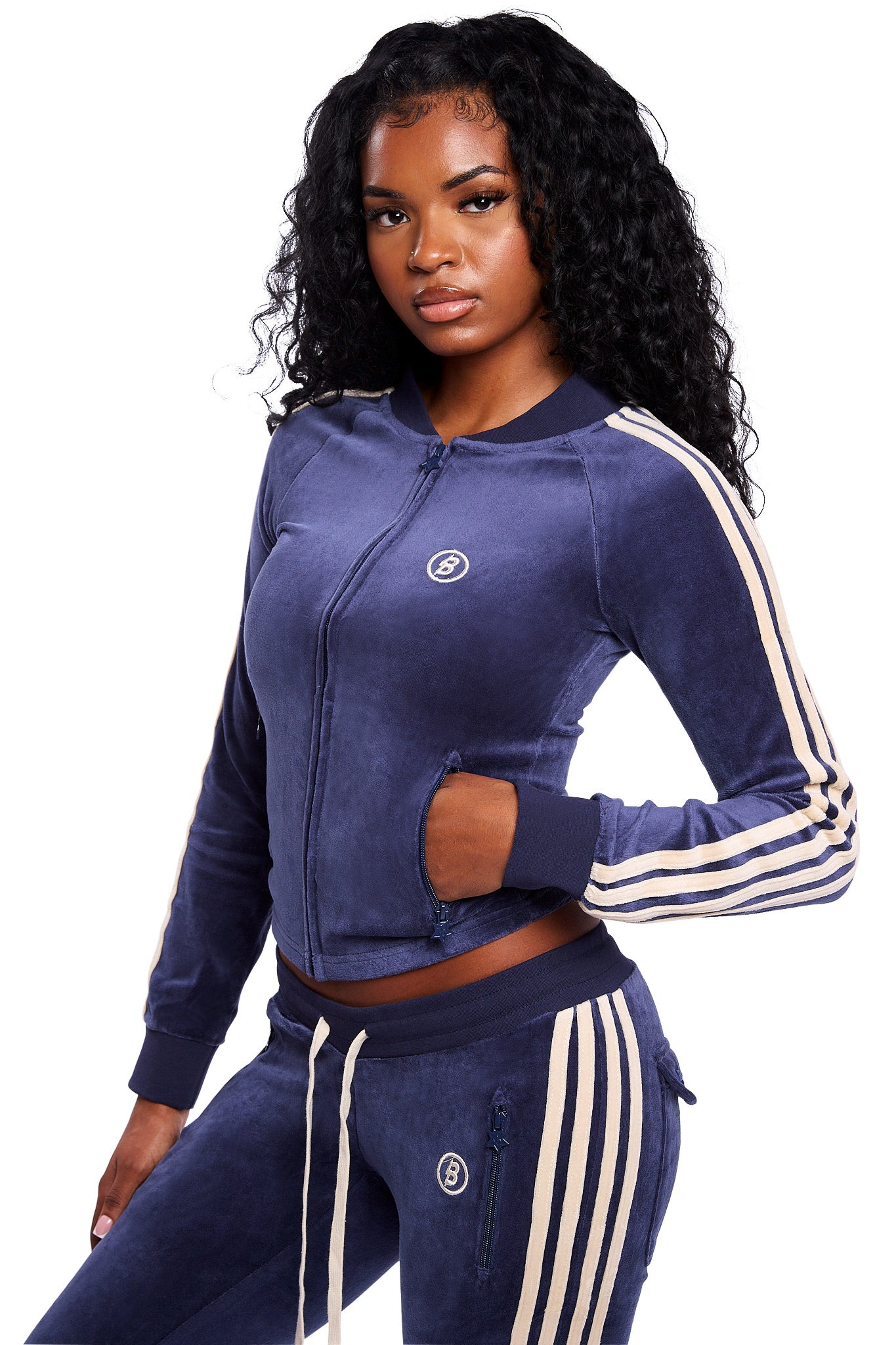 PRE-ORDER - BODY VELOUR TRACK JACKET (ROYAL BLUE/CREAM)