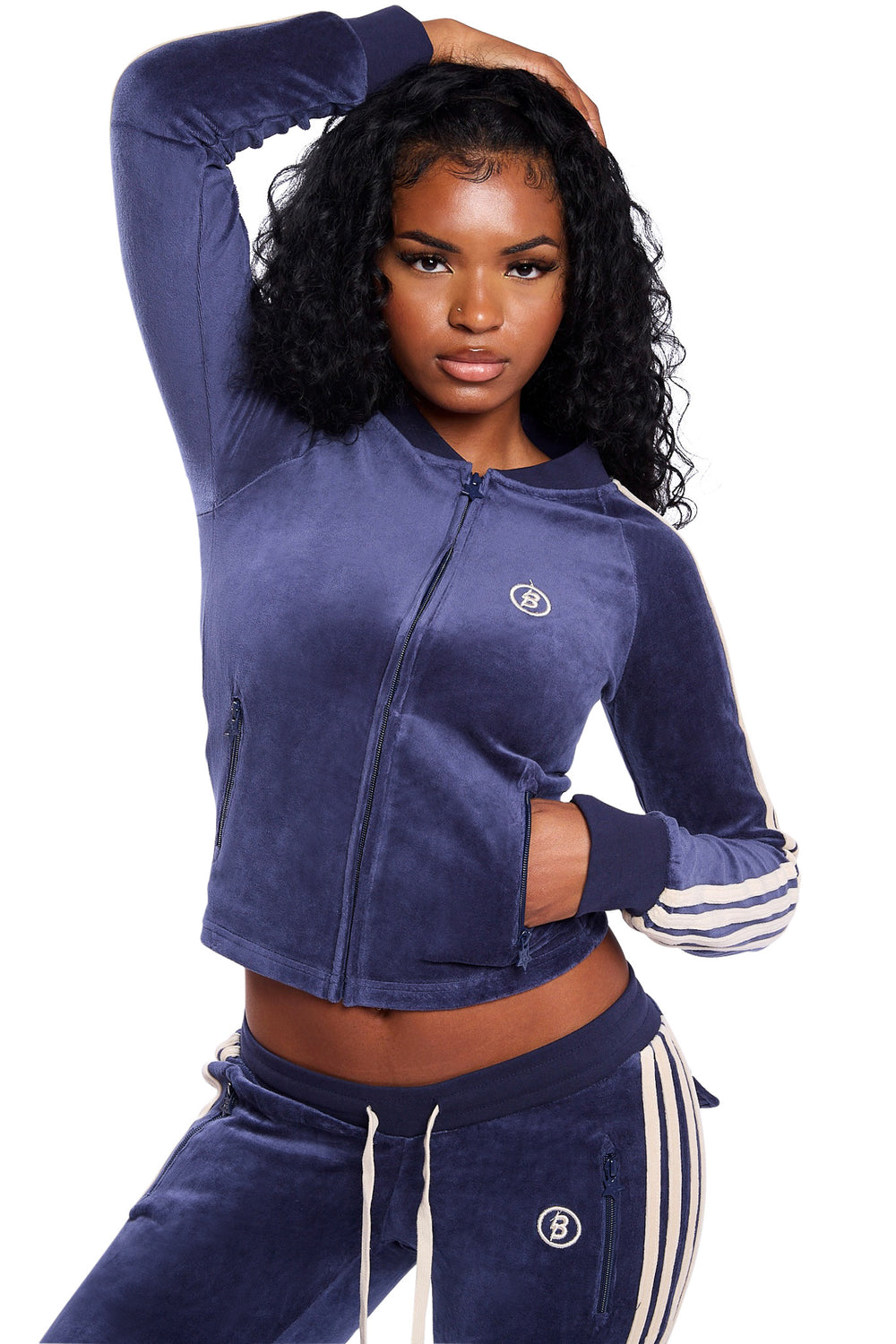 PRE-ORDER - BODY VELOUR TRACK JACKET (ROYAL BLUE/CREAM)