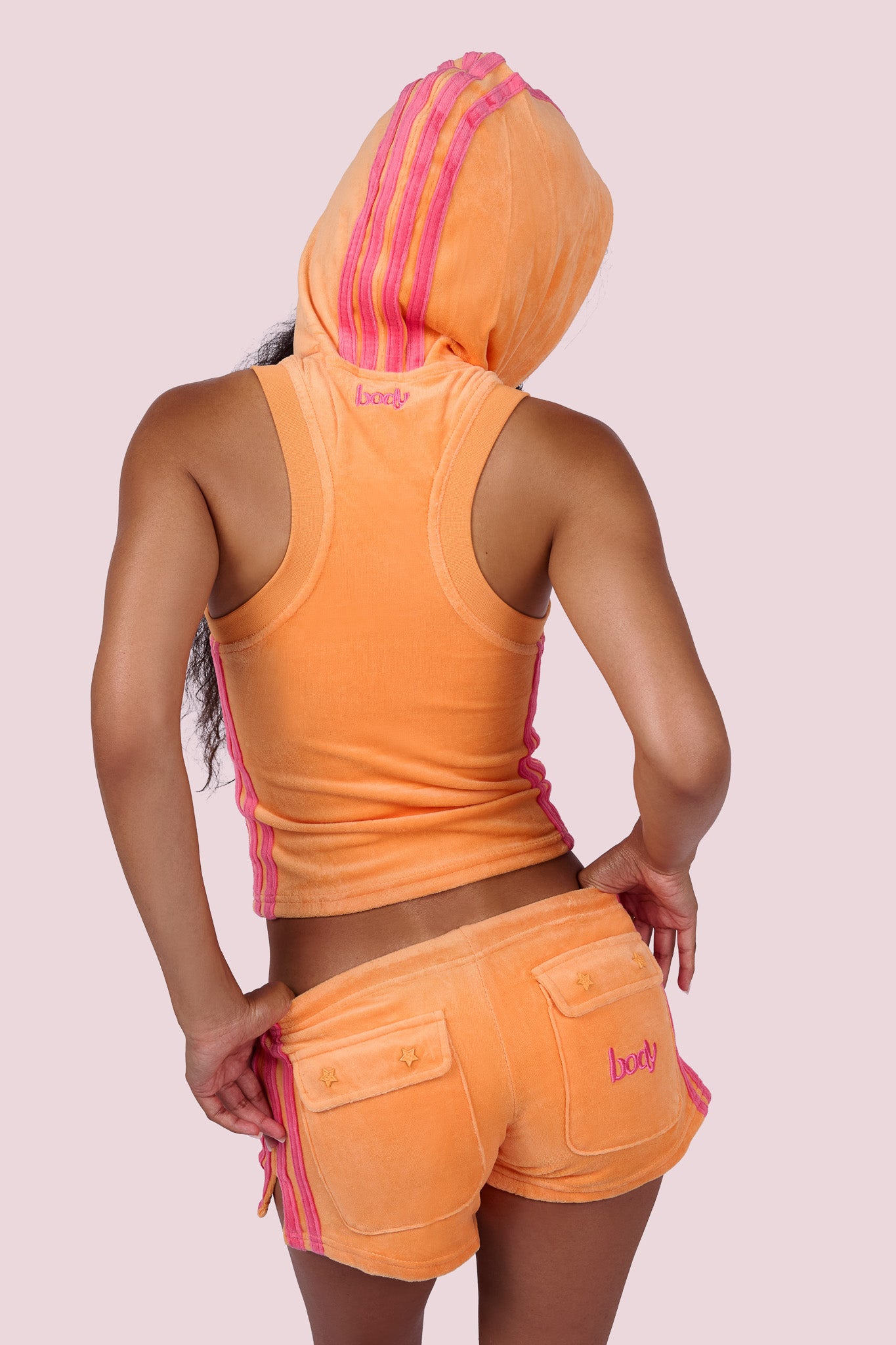 BODY VELOUR SLEEVELESS ZIP UP (ORANGE)
