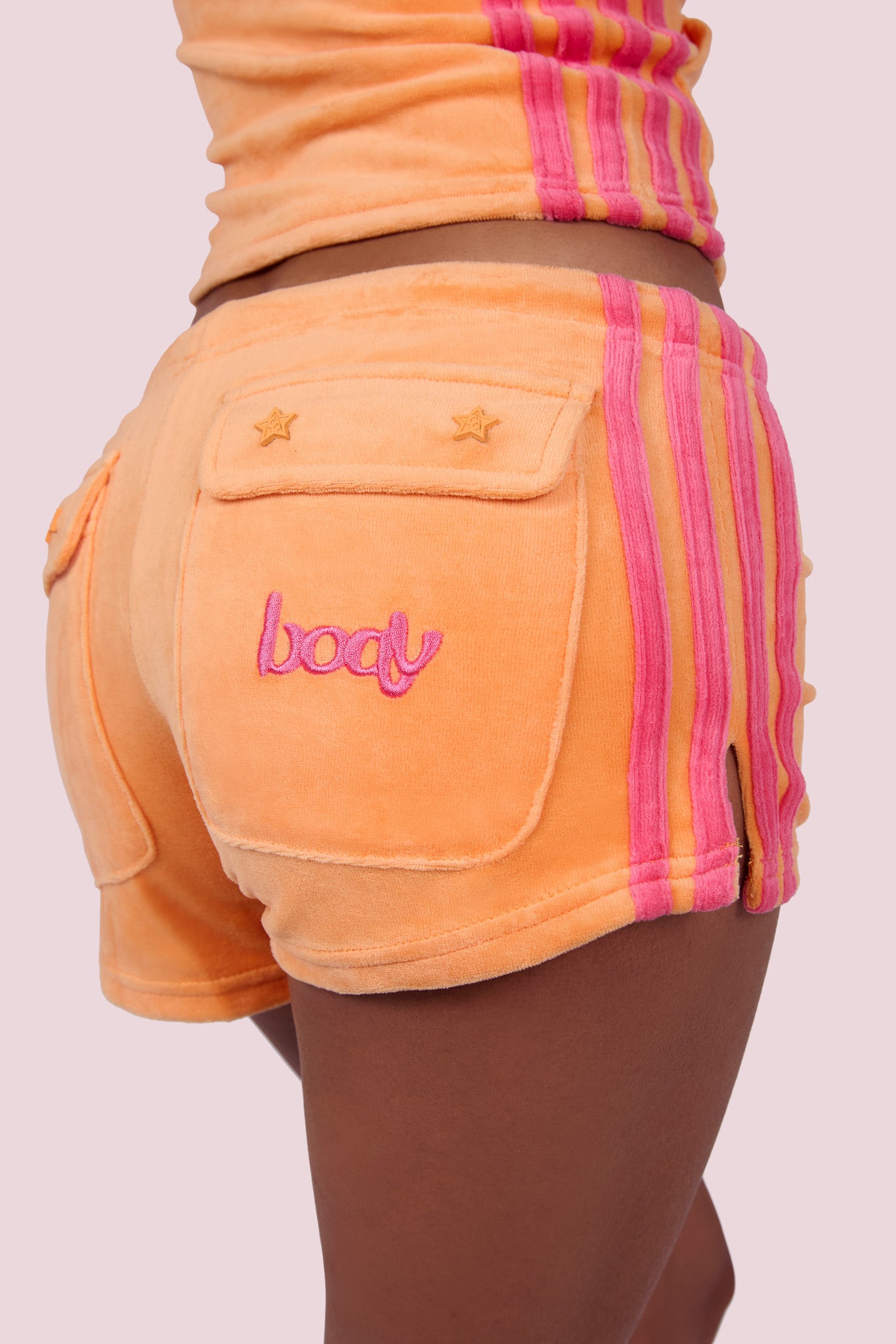 BODY VELOUR MINI SHORTS (ORANGE)