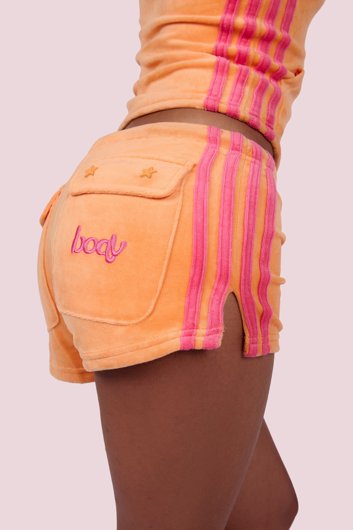 BODY VELOUR MINI SHORTS (ORANGE)