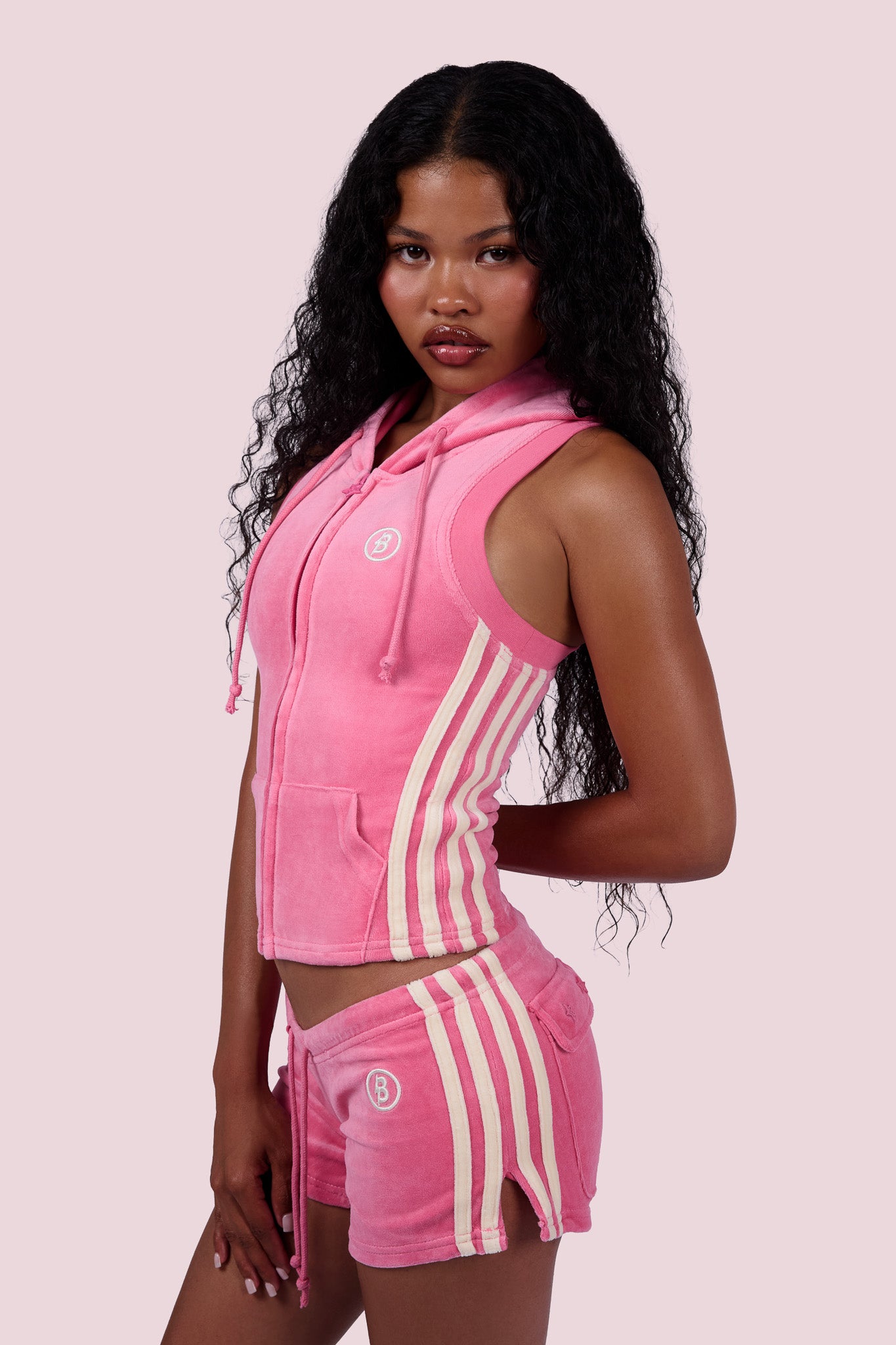 BODY VELOUR MINI SHORTS (PINK)