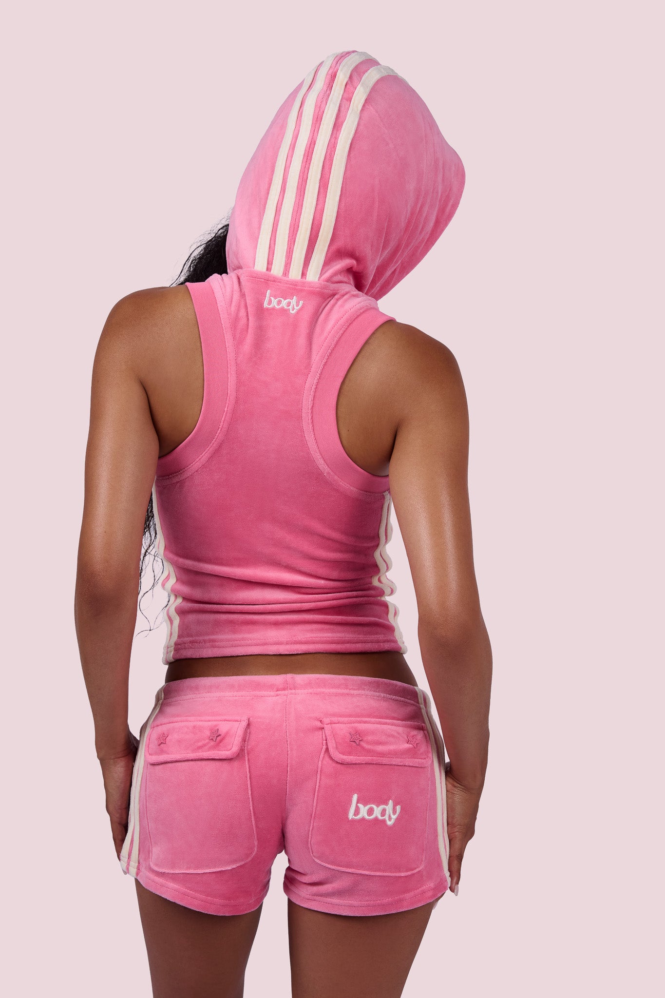 BODY VELOUR SLEEVELESS ZIP UP (PINK)